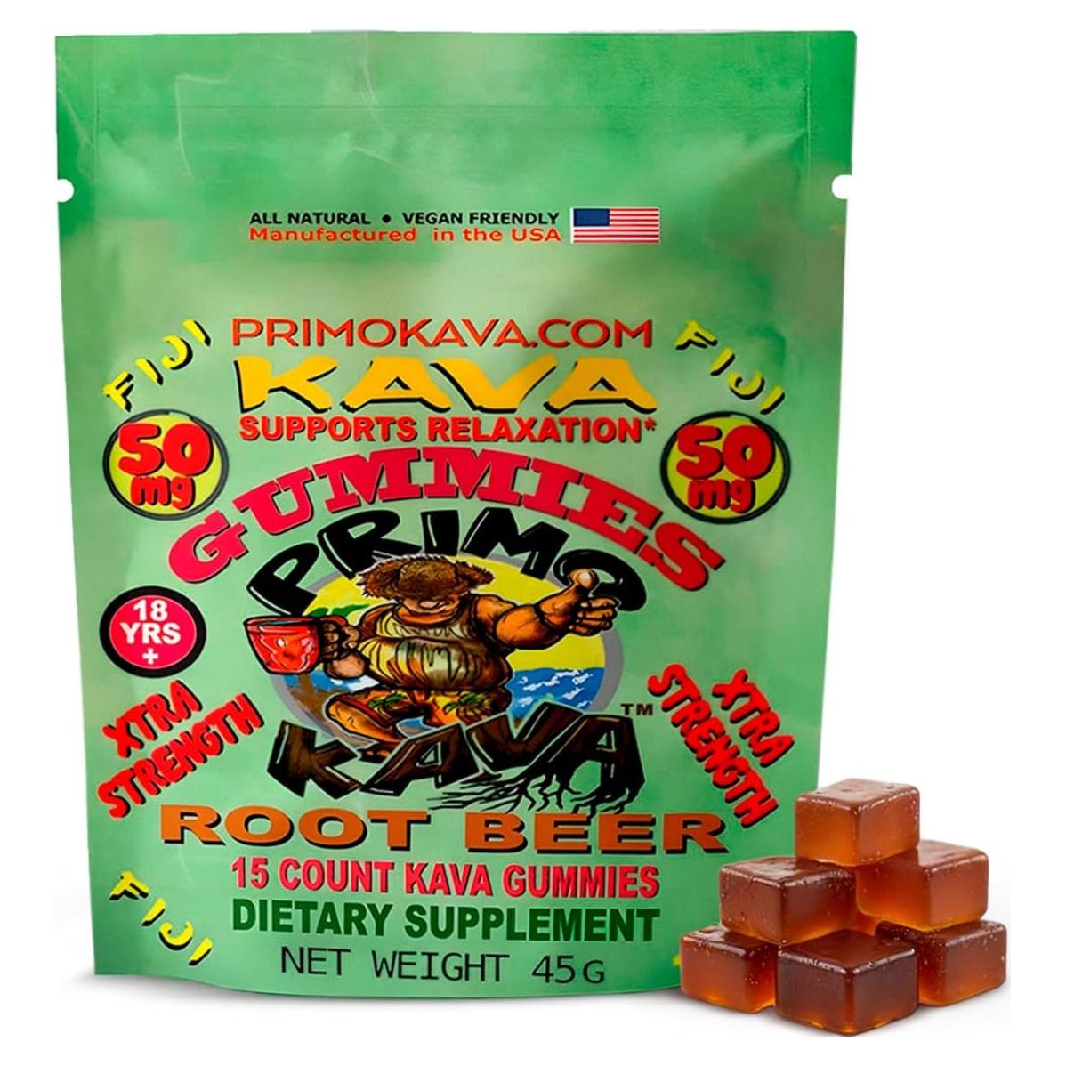 Gomitas de Kava Kava 50mg PRIMO KAVA - Sabor Cerveza Raíz