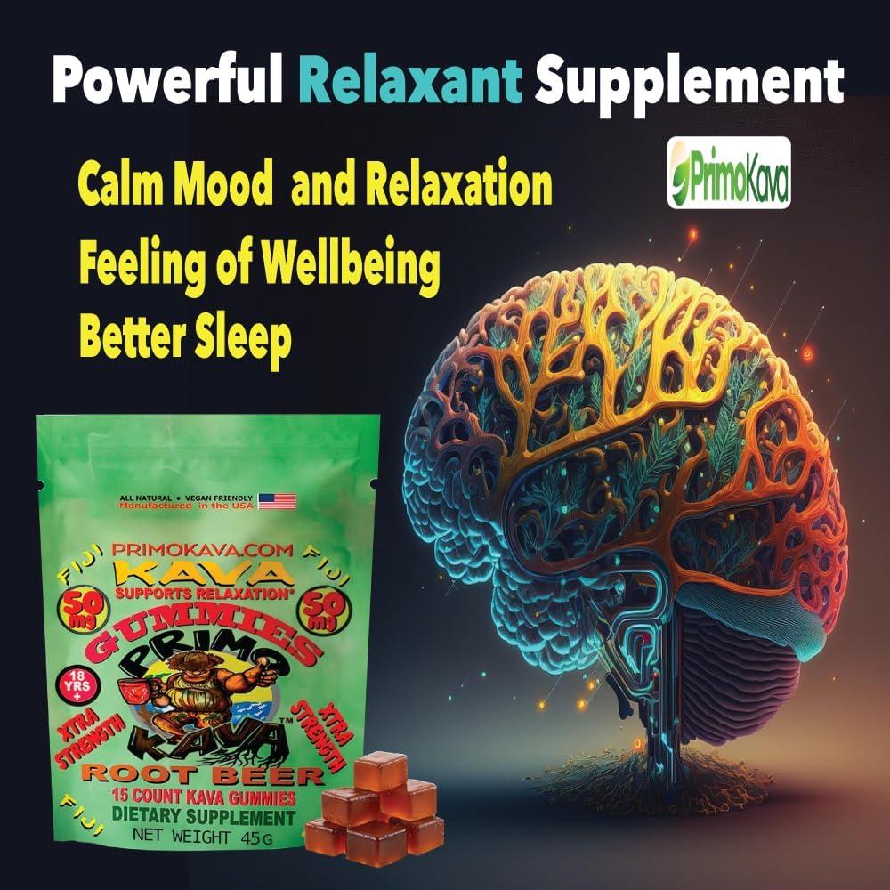 Gomitas de Kava Kava 50mg PRIMO KAVA - Sabor Cerveza Raíz