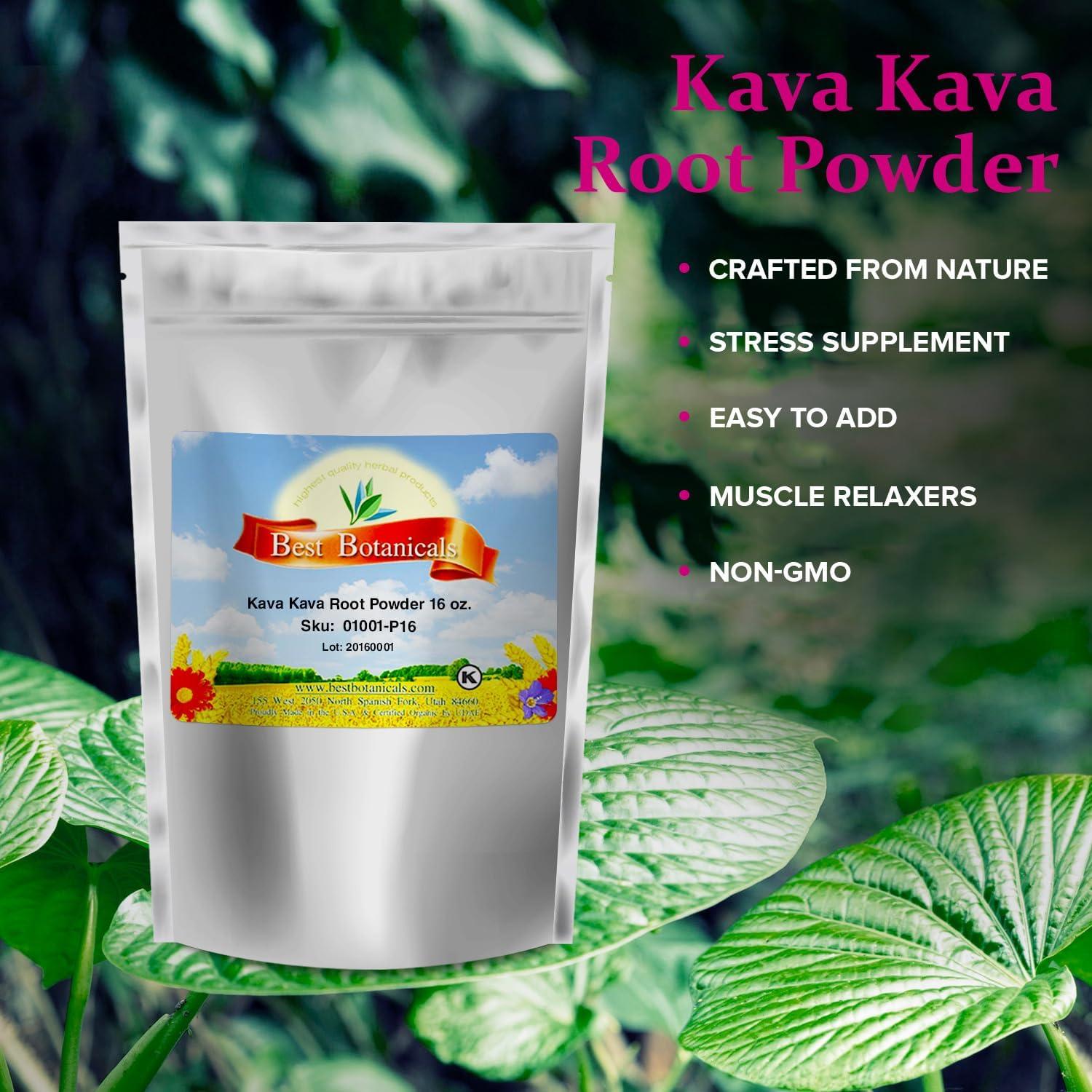 Polvo de Raíz de Kava Kava 450g Mejor Botánicos - Sin OGM