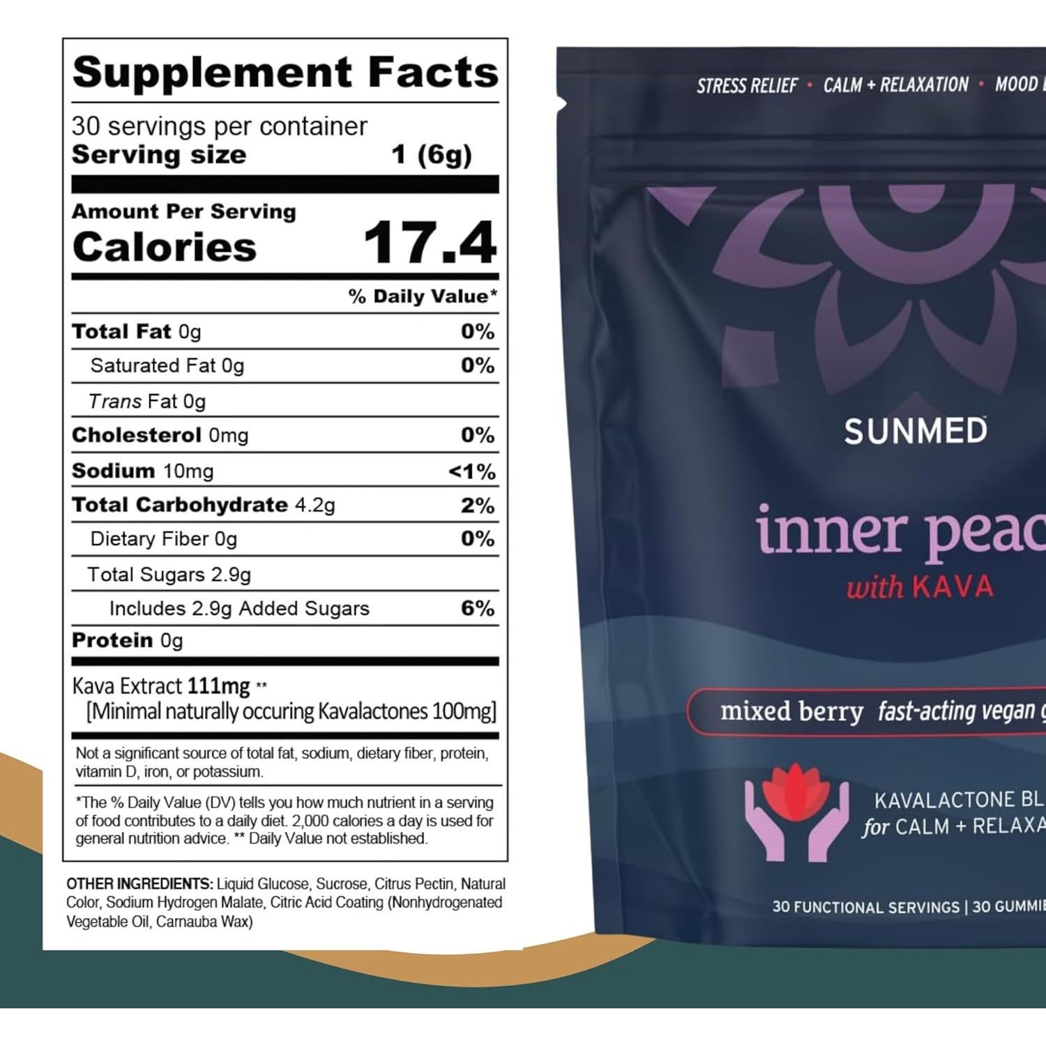 Gomitas de Kava Sunmed - 100mg Kavalactonas Veganas - 30 Unidades