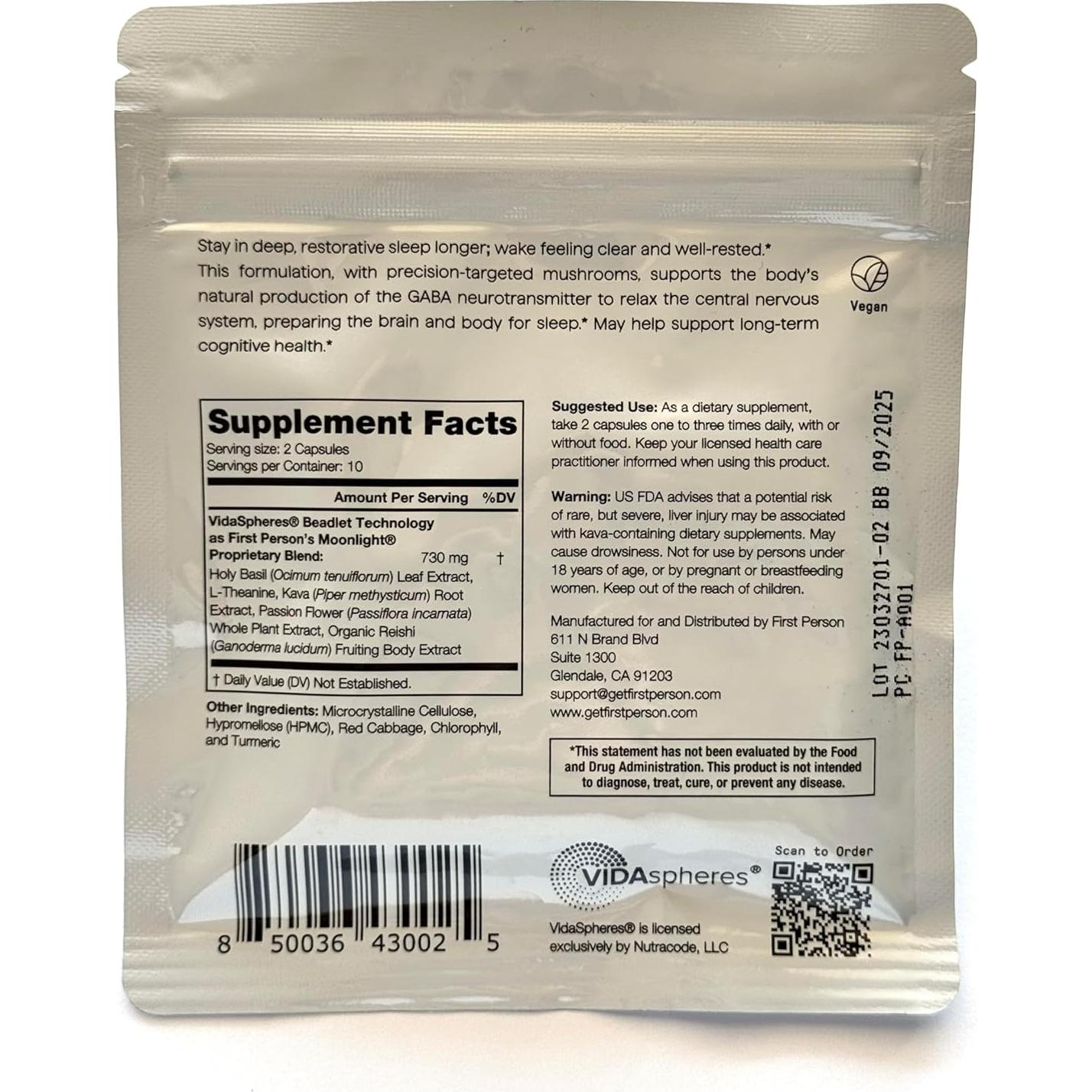 Suplemento Nootrópico Luz de Luna First Person 20 Cápsulas