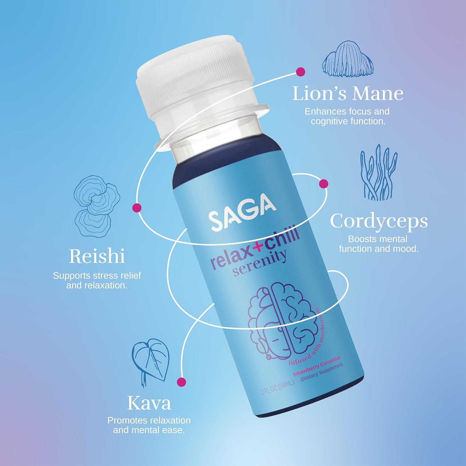 Disparos de Relajación Orgánicos SAGA - 6 Pack 60ml Fresa Pepino