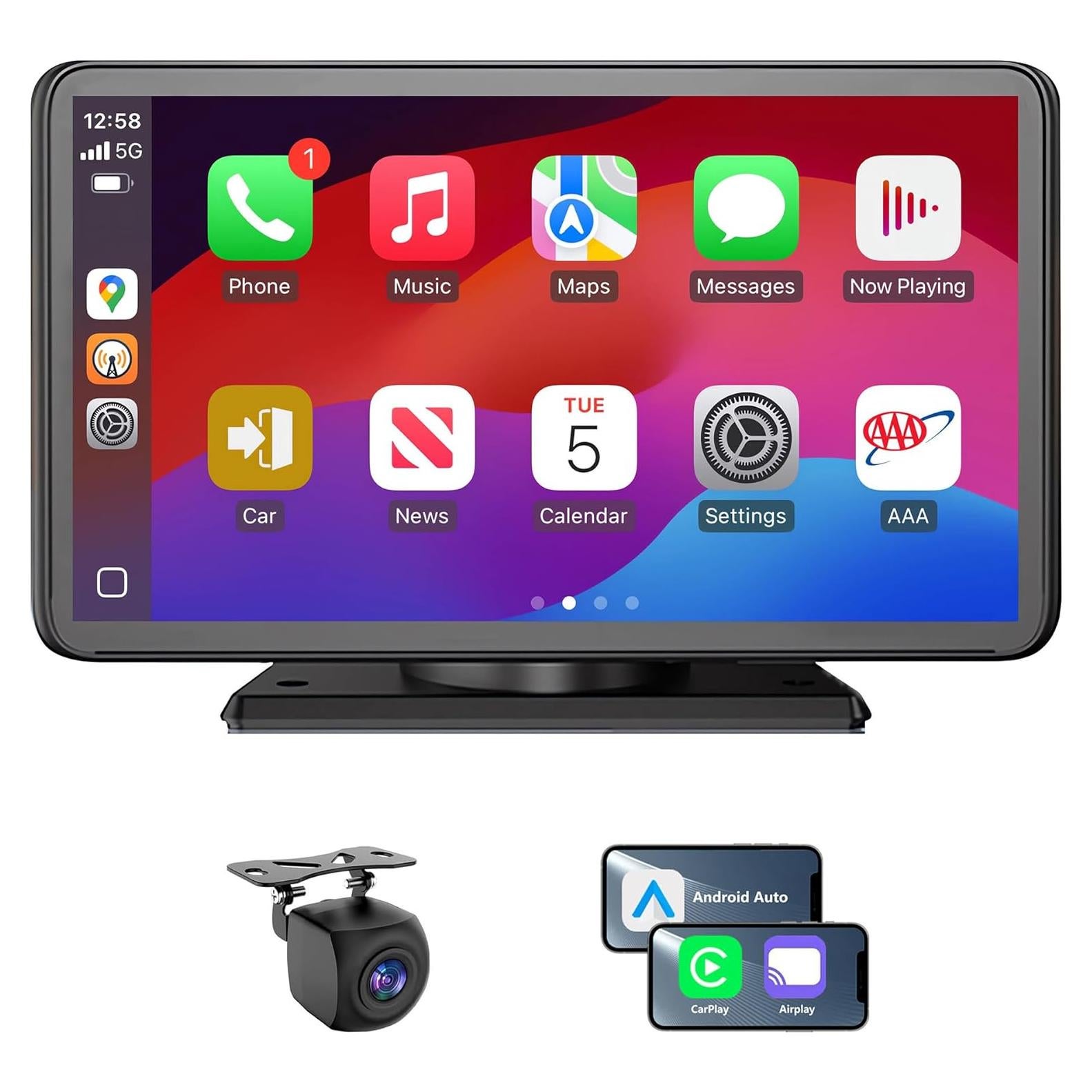 Pantalla Portátil FUNAURORE 7" Carplay/Android Auto Inalámbrica