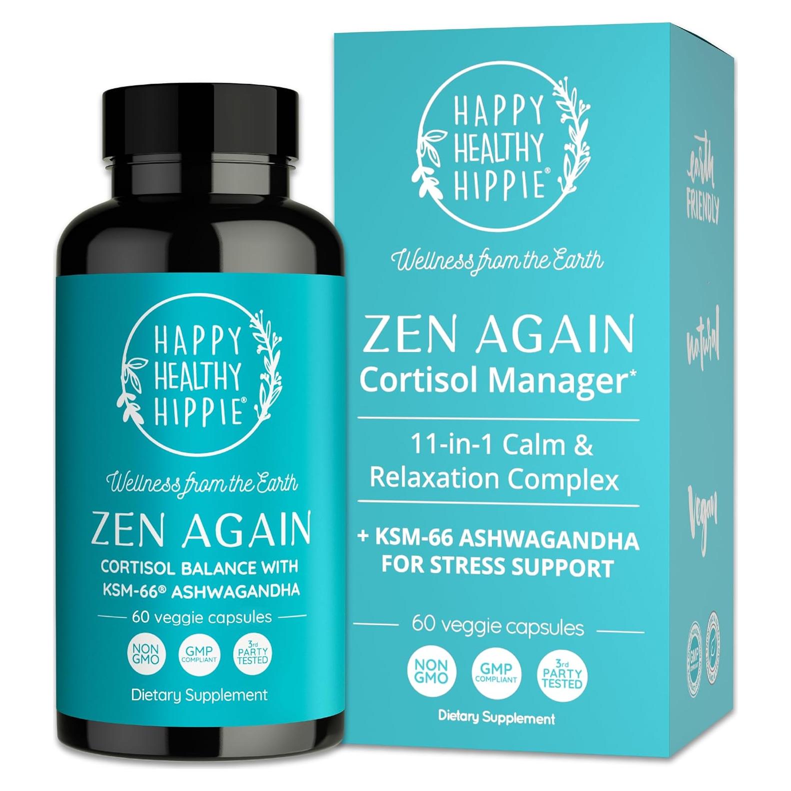 Suplemento Natural Zen Again Happy Healthy Hippie 60 Cápsulas