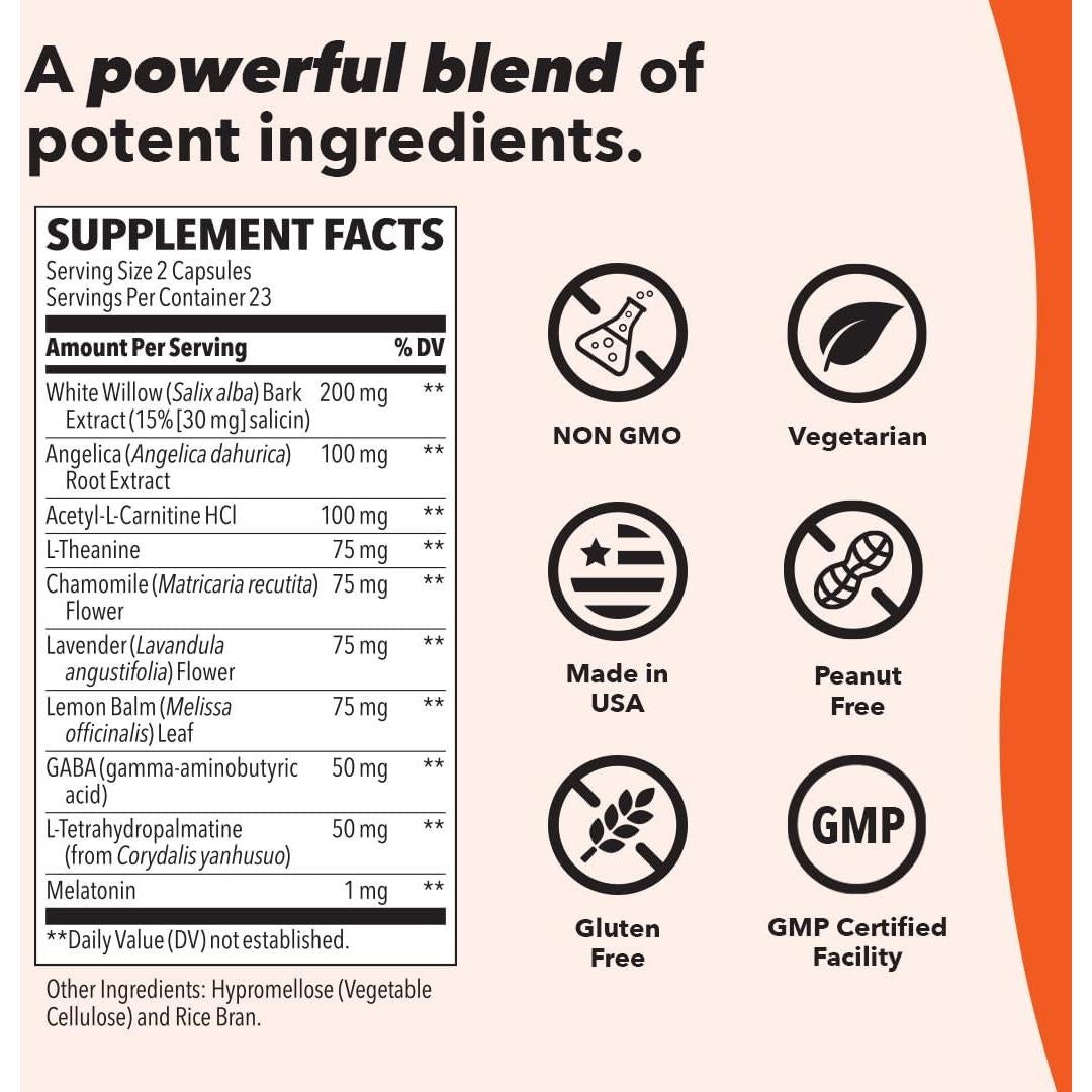 LifeSeasons Relieve-R PM - Suplemento Natural para Sueño - 46 Cápsulas