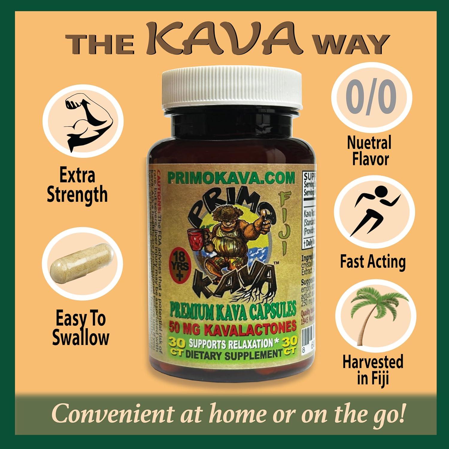 Cápsulas de Kava Primo Kava 50mg - 30 Unidades - Relajación