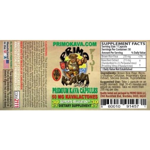 Cápsulas de Kava Primo Kava 50mg - 30 Unidades - Relajación