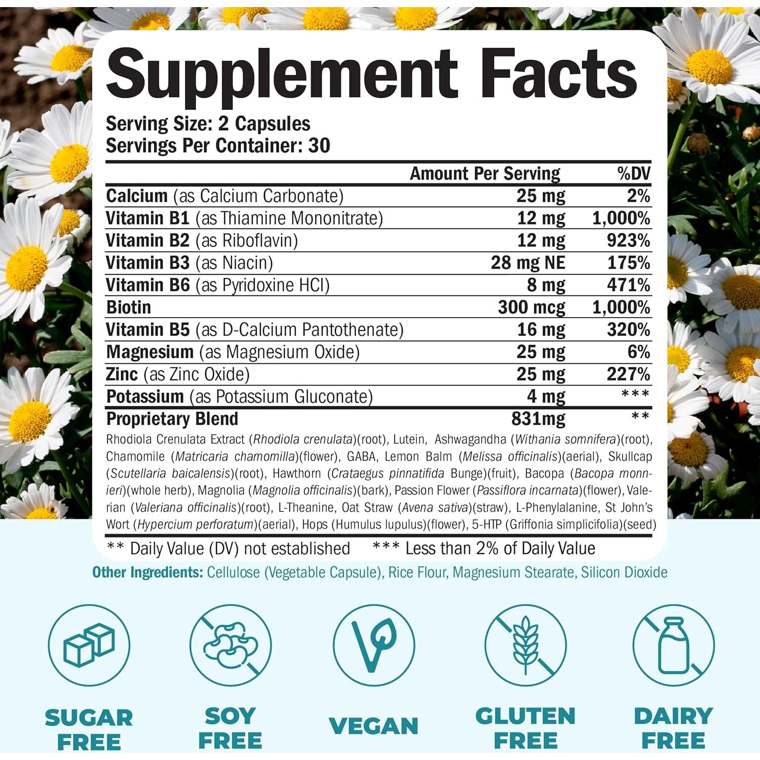 Suplemento Alivio Estrés Vimerson Health 60 Cápsulas Vegano