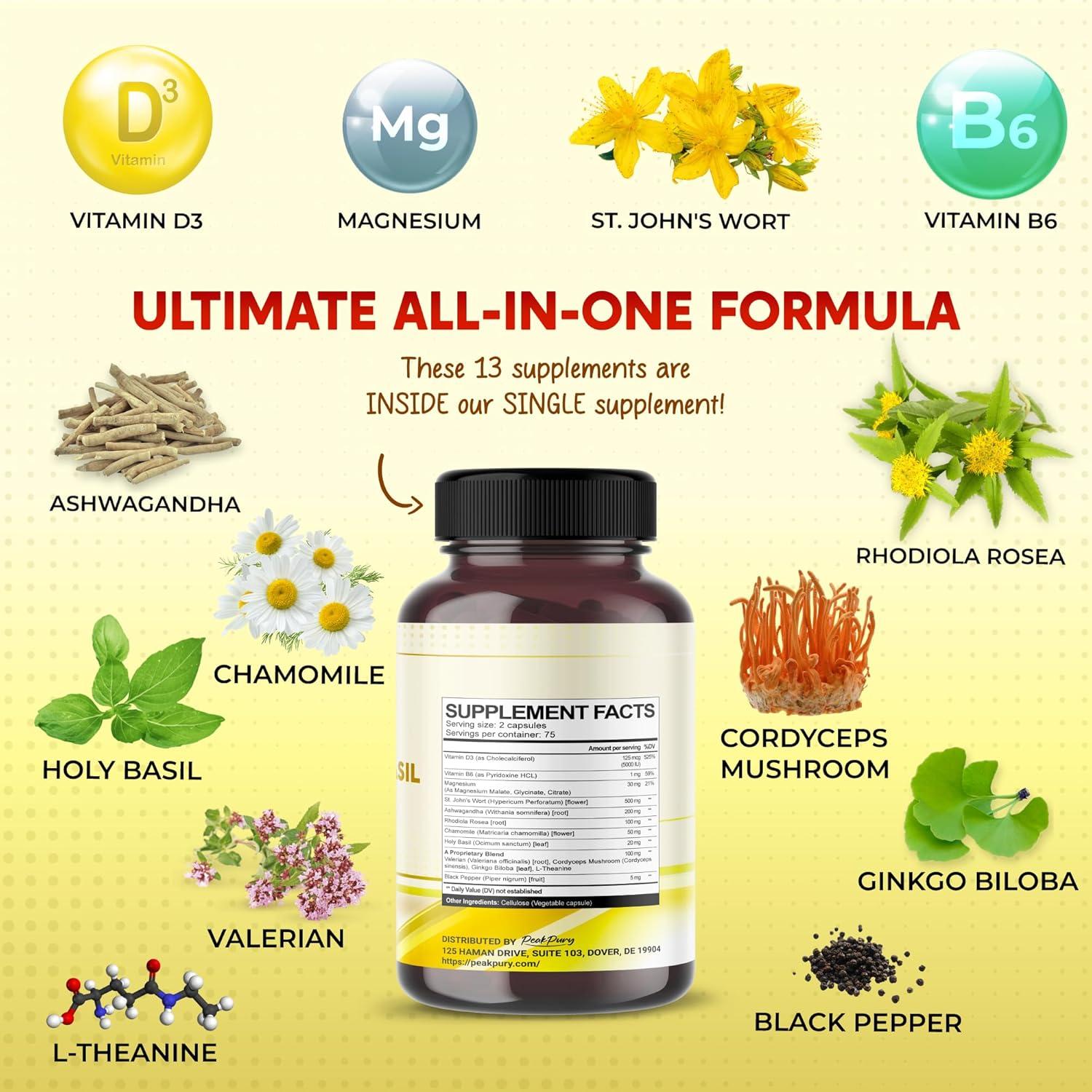 Suplemento de Hierba de San Juan PeakPury 150 Cápsulas Veganas