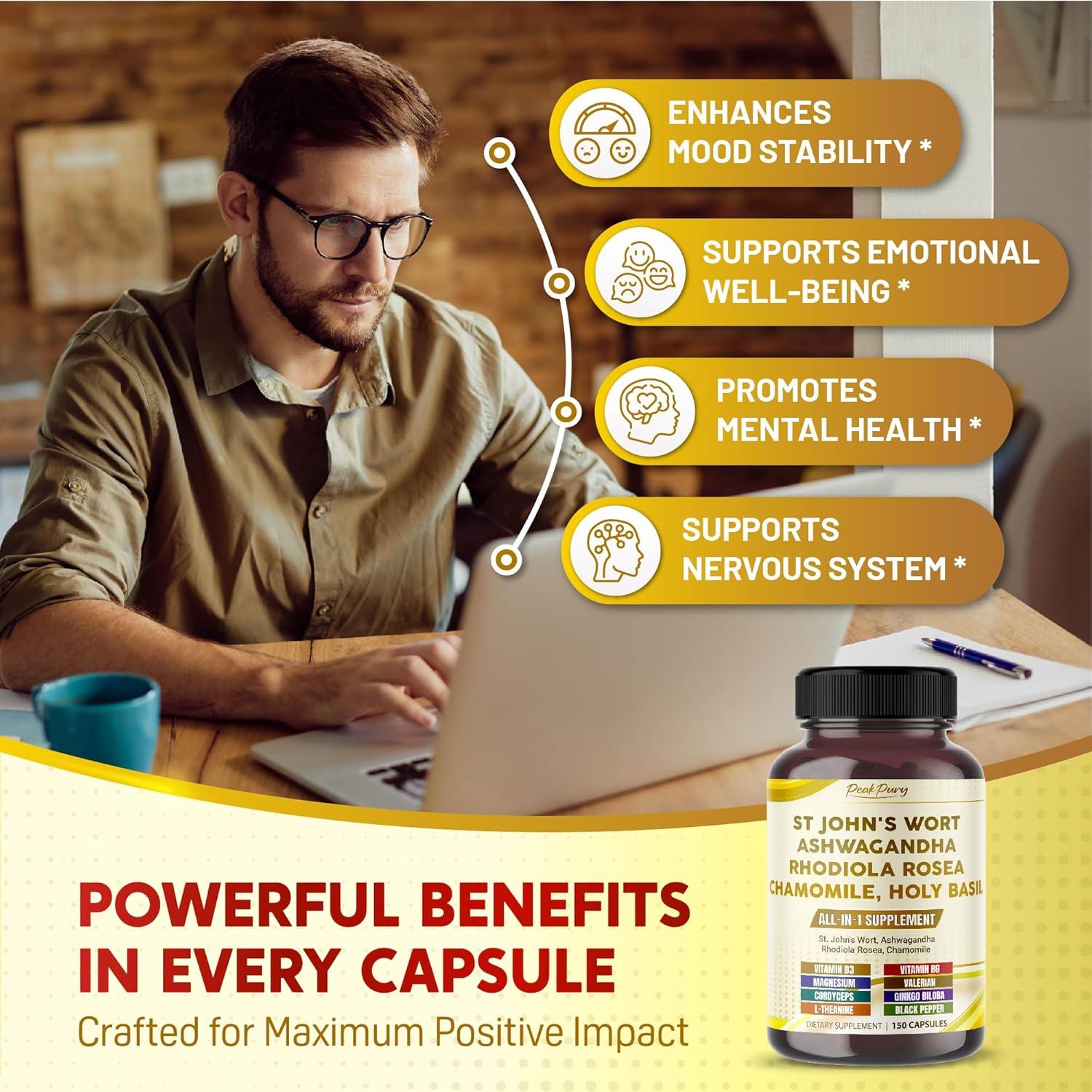 Suplemento de Hierba de San Juan PeakPury 150 Cápsulas Veganas