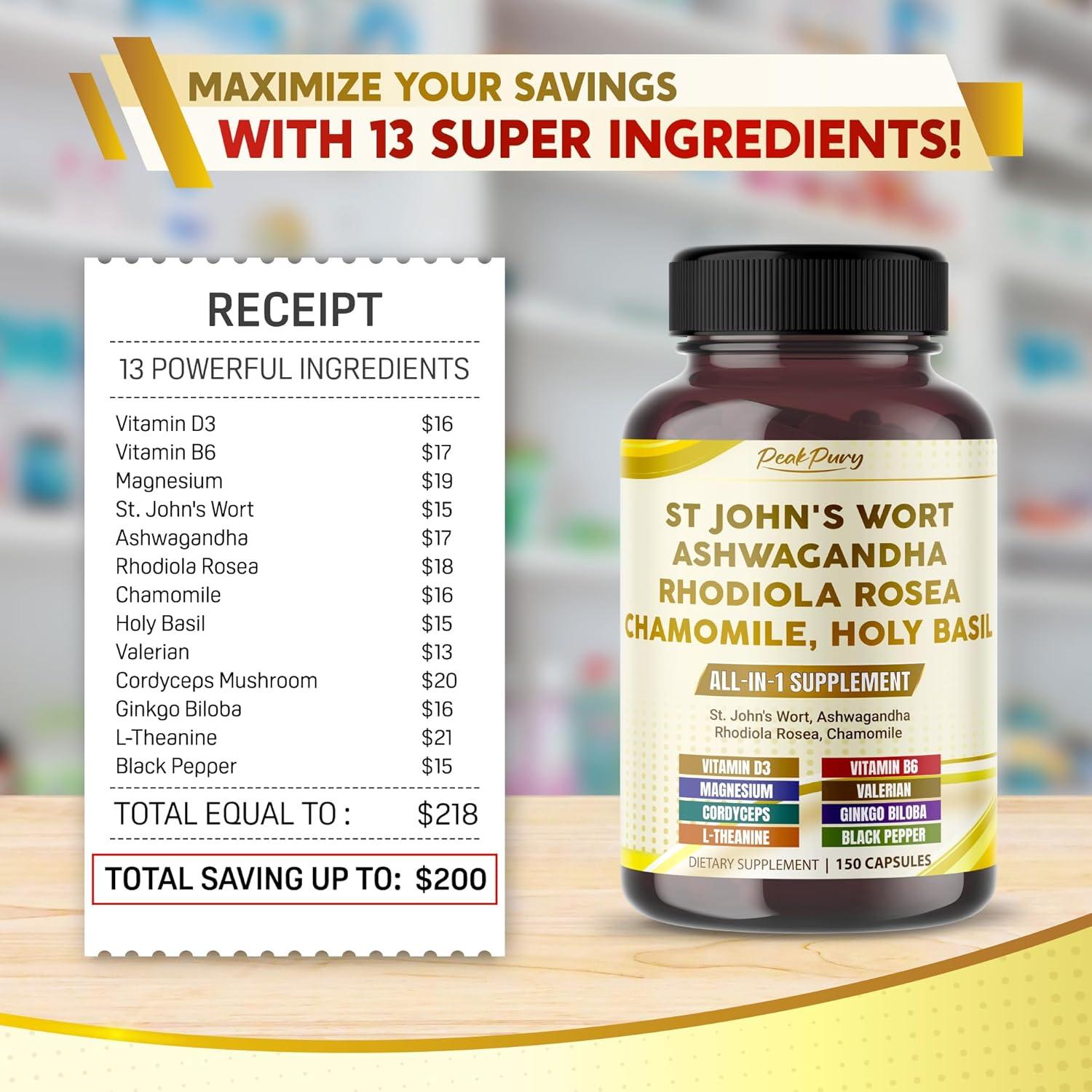 Suplemento de Hierba de San Juan PeakPury 150 Cápsulas Veganas