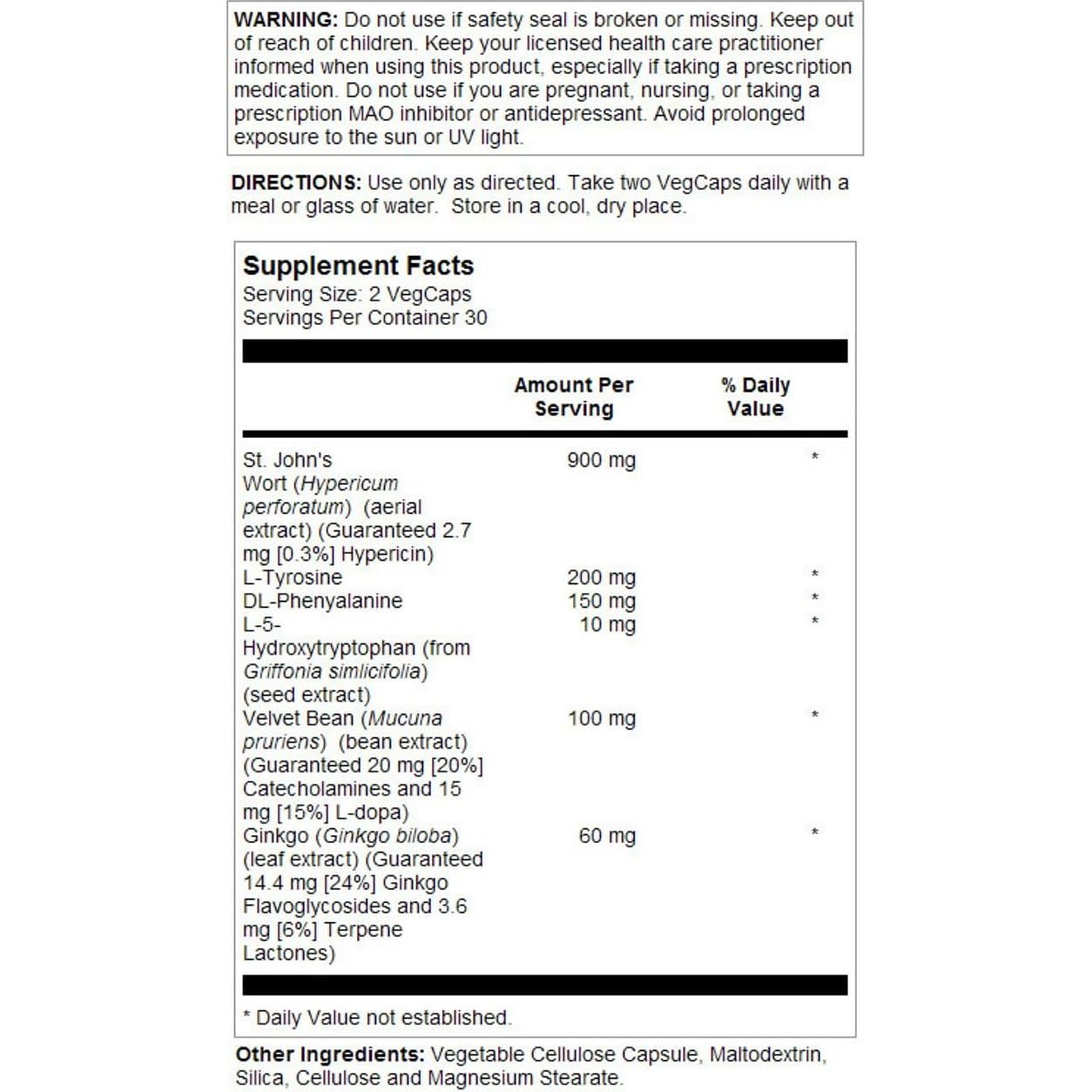 Cápsulas de Hierba de San Juan 900 mg Solaray - 60 Unidades