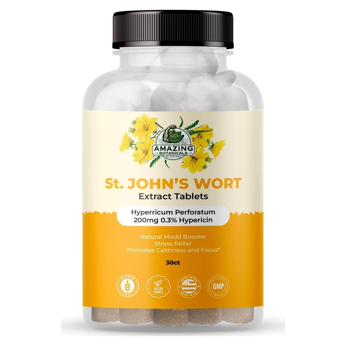 Extracto de Hierba de San Juan Amazing Botanicals 200 mg 30 Tabletas