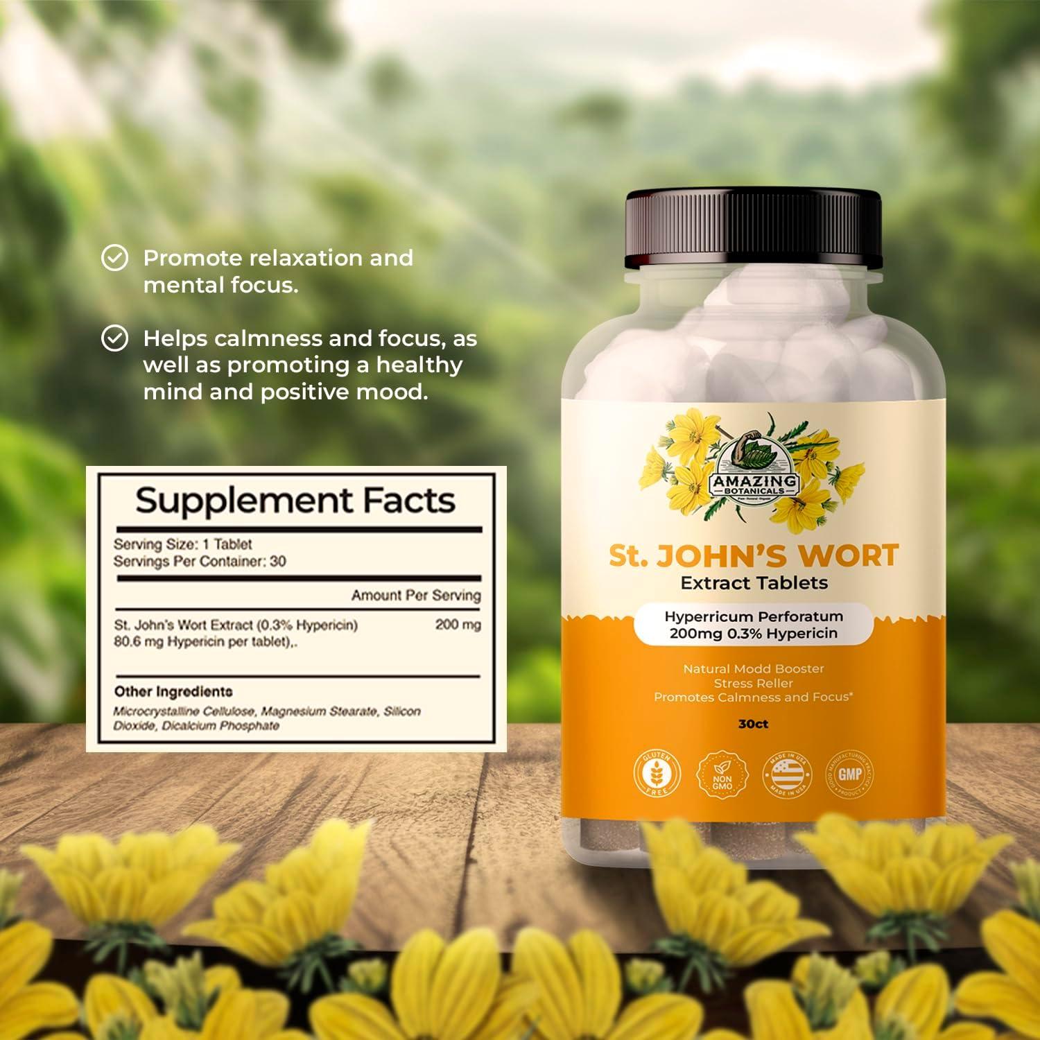 Extracto de Hierba de San Juan Amazing Botanicals 200 mg 30 Tabletas