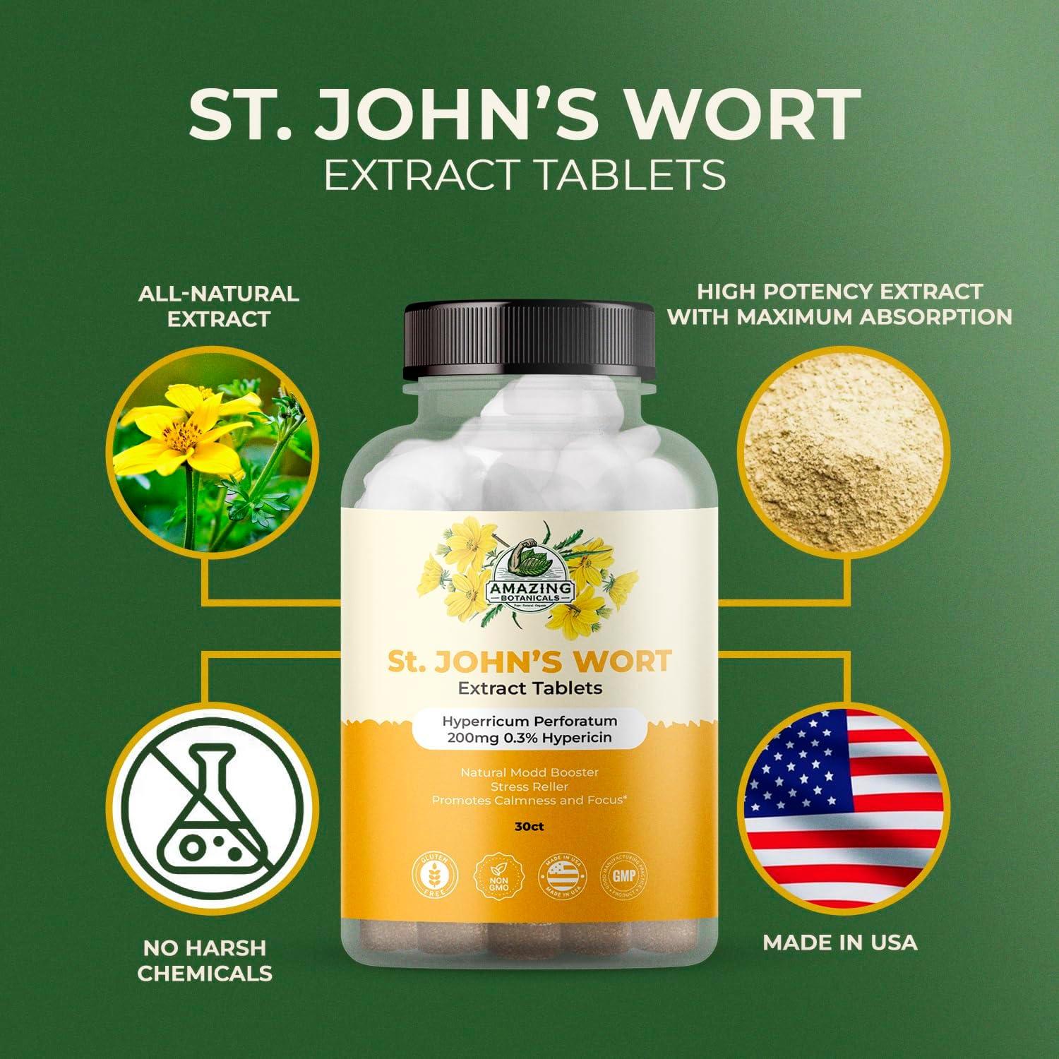 Extracto de Hierba de San Juan Amazing Botanicals 200 mg 30 Tabletas