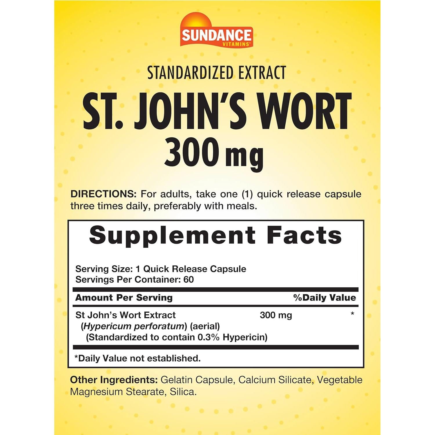 Cápsulas de Hierba de San Juan Sundance 300mg 60 Unidades No-OGM