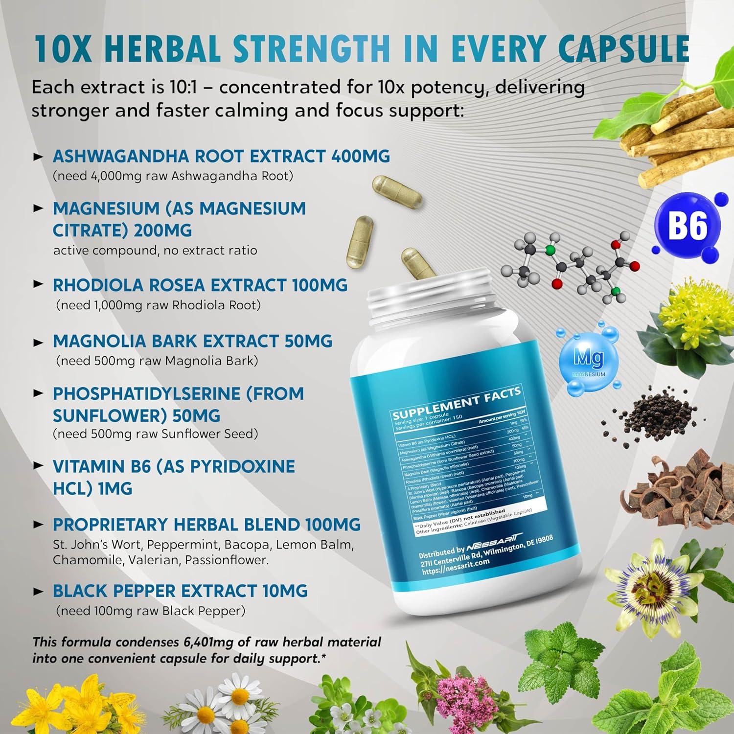 Suplemento de Cortisol NESSARIT 150 Cápsulas 14 en 1 Natural