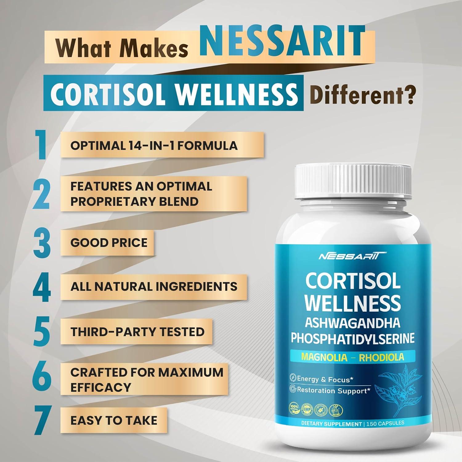 Suplemento de Cortisol NESSARIT 150 Cápsulas 14 en 1 Natural