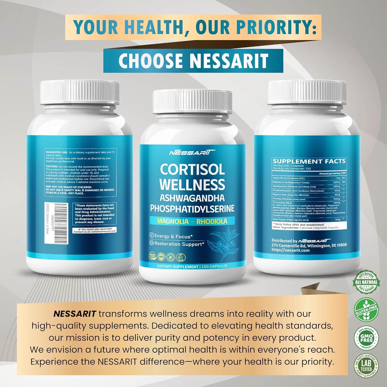 Suplemento de Cortisol NESSARIT 150 Cápsulas 14 en 1 Natural