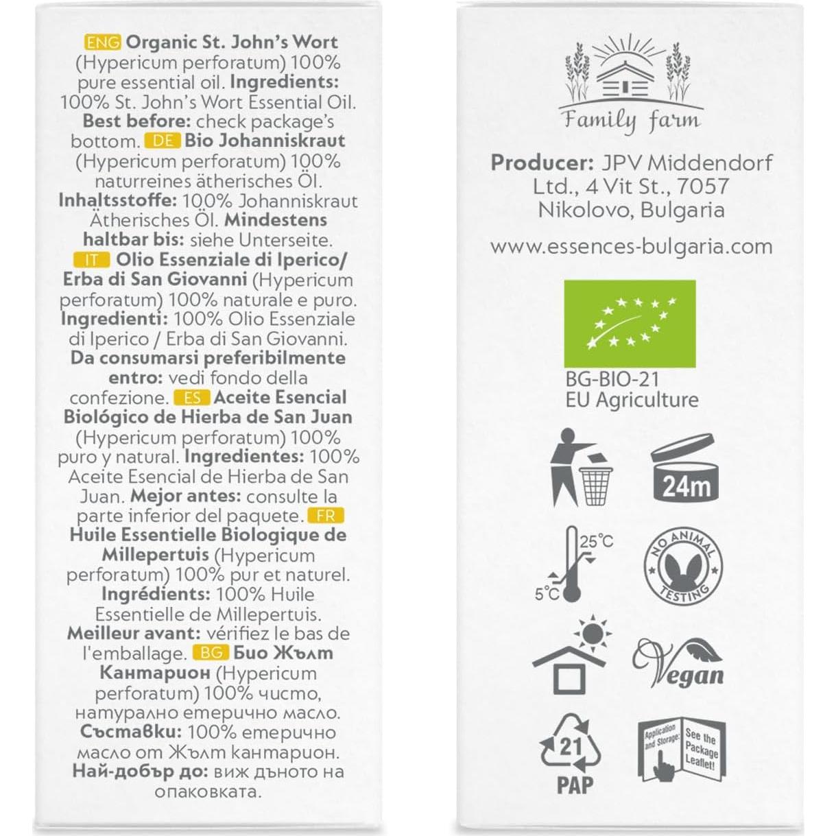 Aceite Esencial de Hierba de San Juan Orgánico Essences 5ml Puro