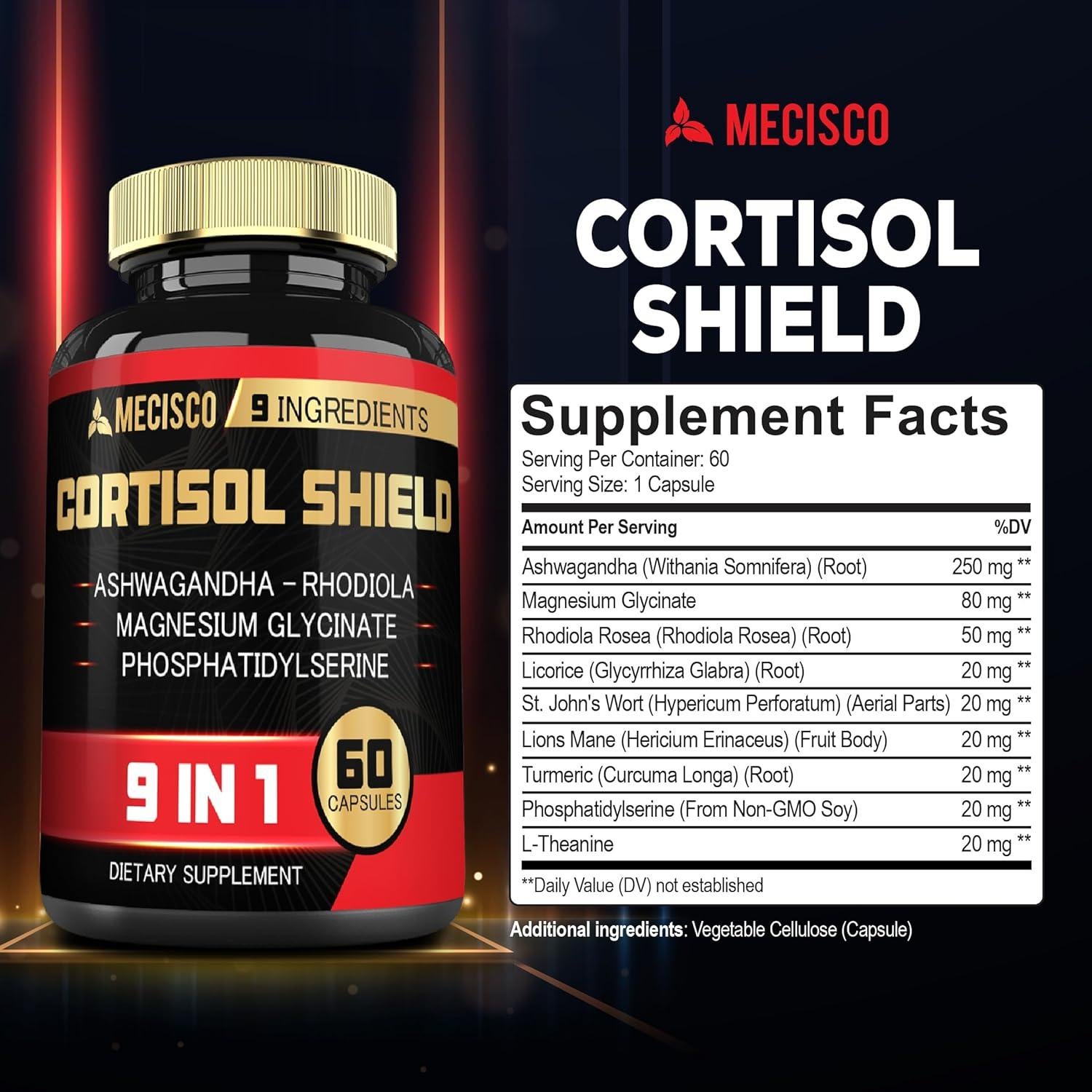 Suplemento 9en1 Mecisco - Escudo de Cortisol 60 Cápsulas