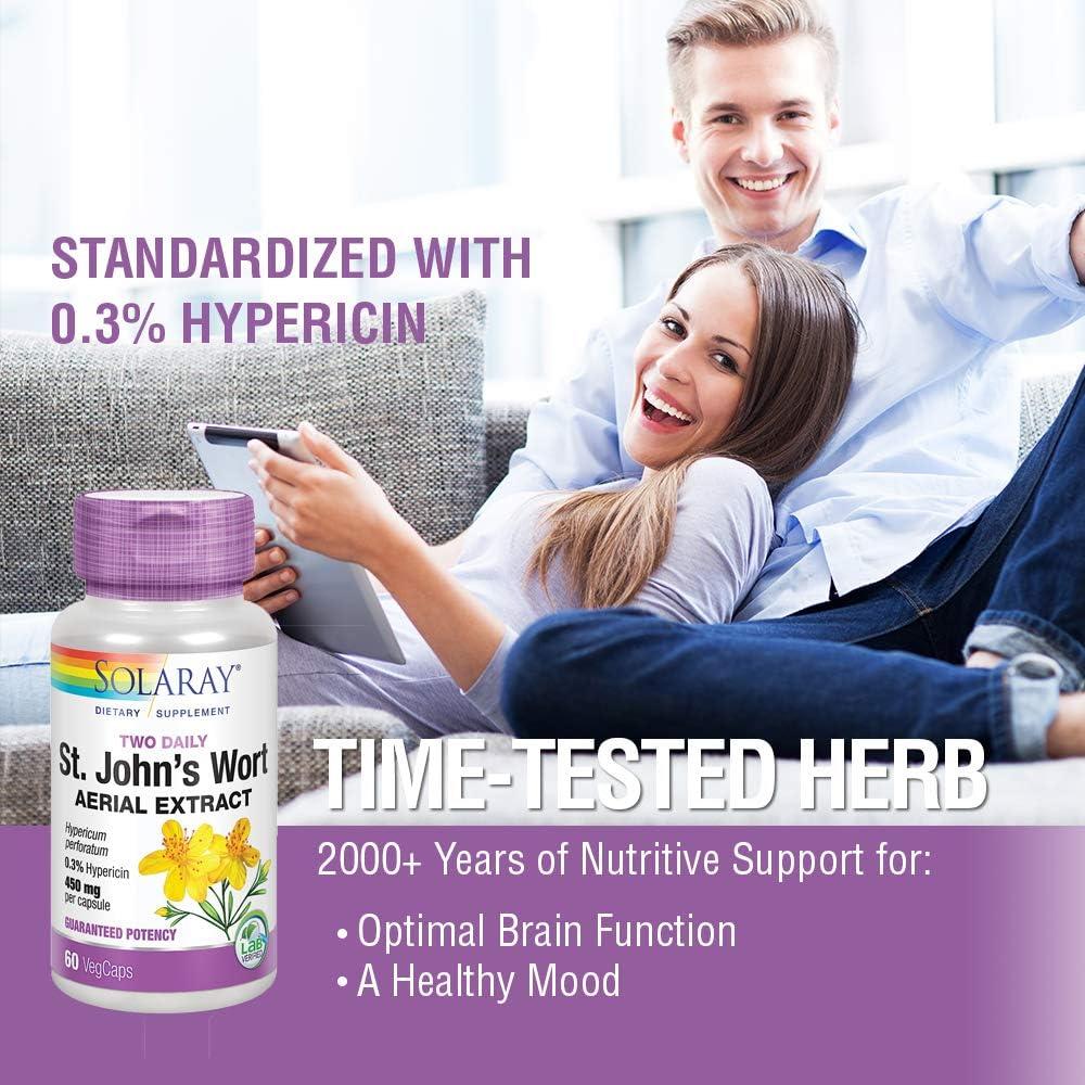 Extracto Aéreo de Hipérico Solaray 450mg - 60 Cápsulas
