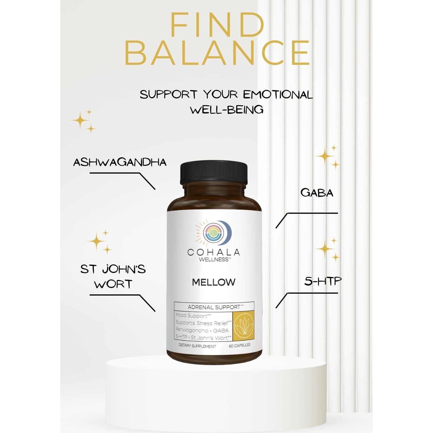 Suplemento Mellow COHALA WELLNESS 60 cápsulas Ashwagandha GABA