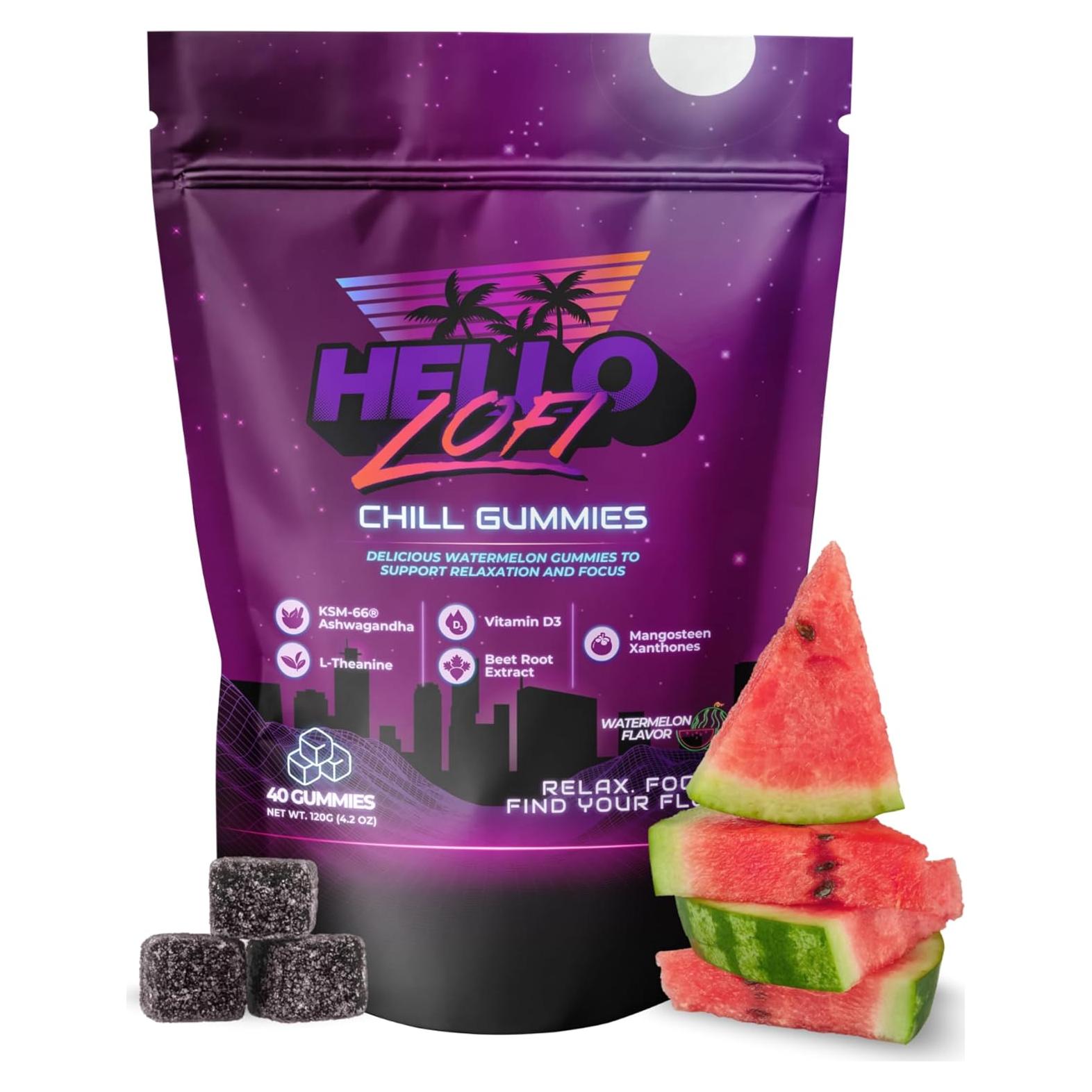 Chill Gummies Hello LoFi - Suplemento Relajación Vegano 40 Unidades
