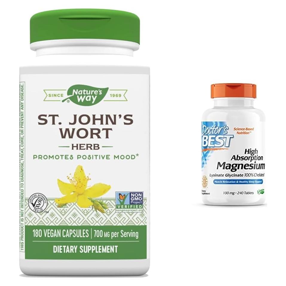Hierba de San Juan Nature's Way 700 mg 180 Cápsulas Veganas + Magnesio Glicinato 100 mg 240 Cápsulas