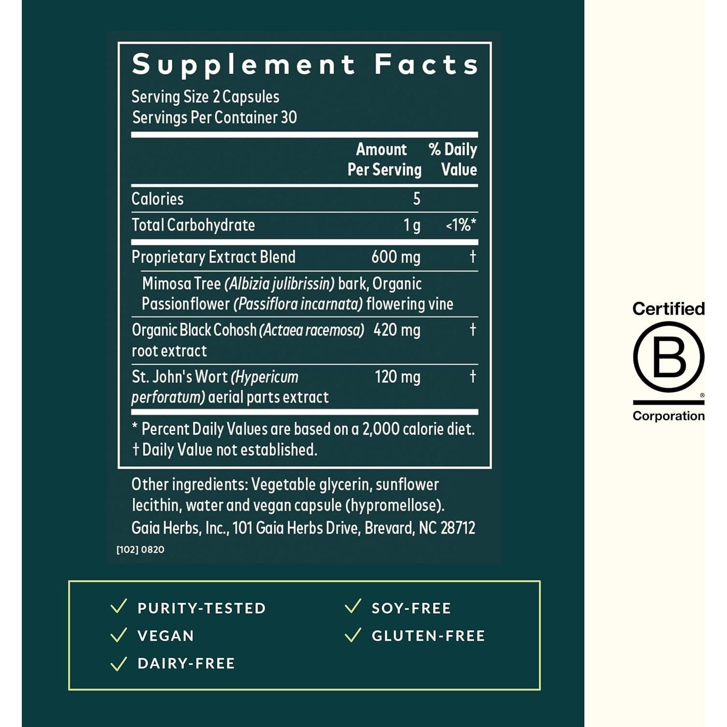 Suplemento Menopausia Gaia Herbs - 60 Cápsulas Veganas