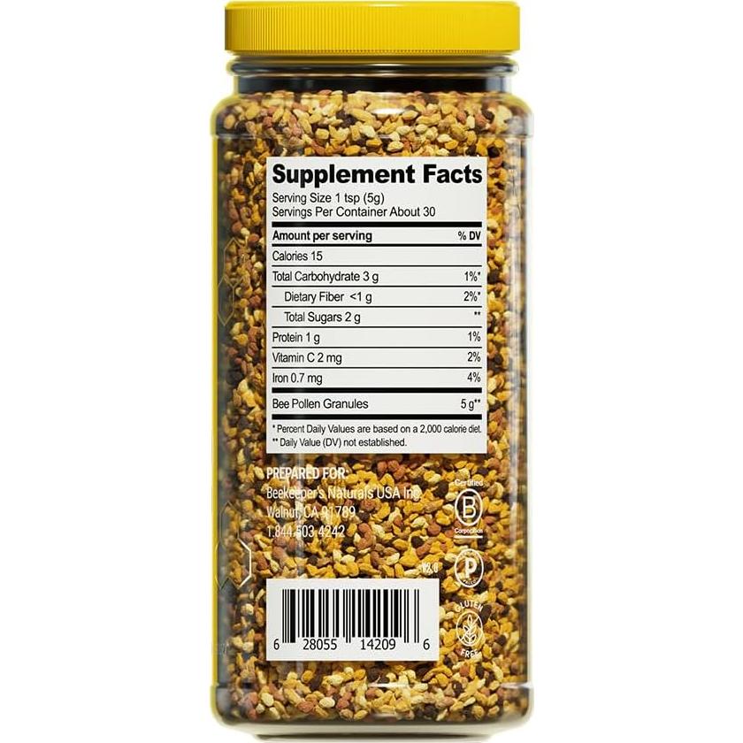 Polen de Abeja Crudo Beekeeper's Naturals 147 g - Fuente de Vitamina B