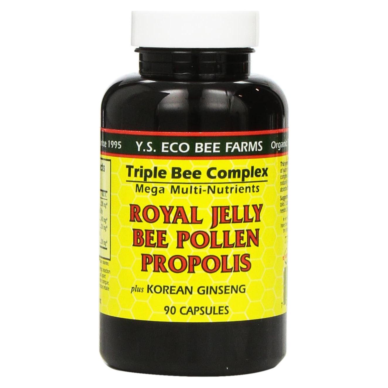 Jalea Real Polen de Abeja con Ginseng YS Granjas Orgánicas 90 cápsulas