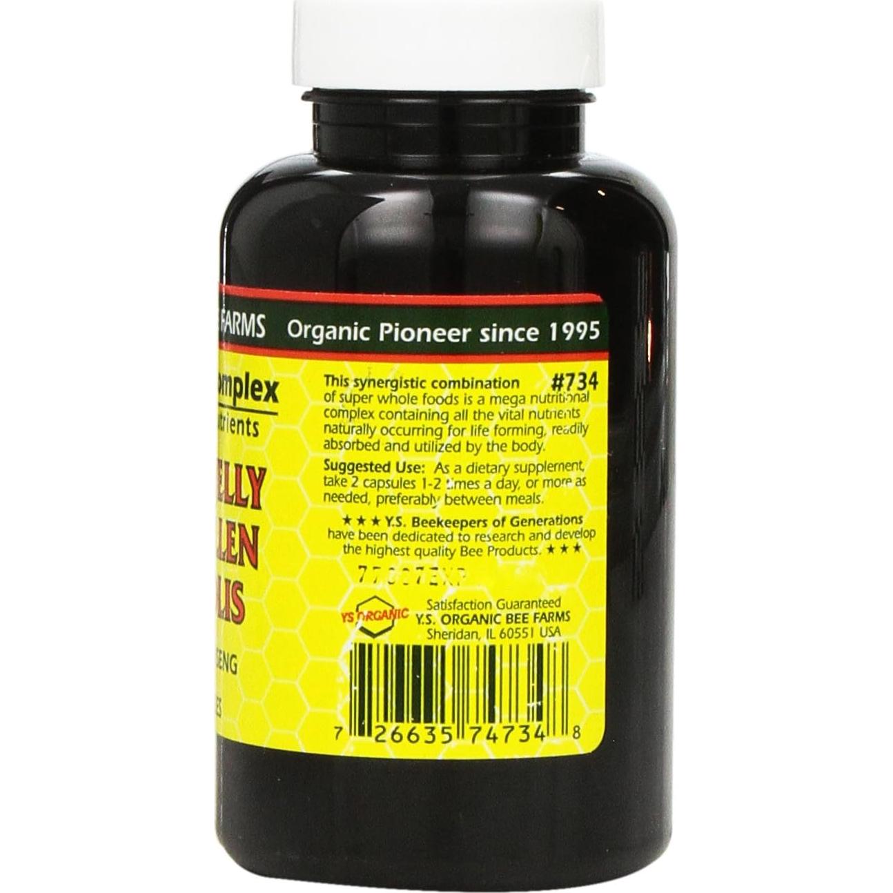 Jalea Real Polen de Abeja con Ginseng YS Granjas Orgánicas 90 cápsulas