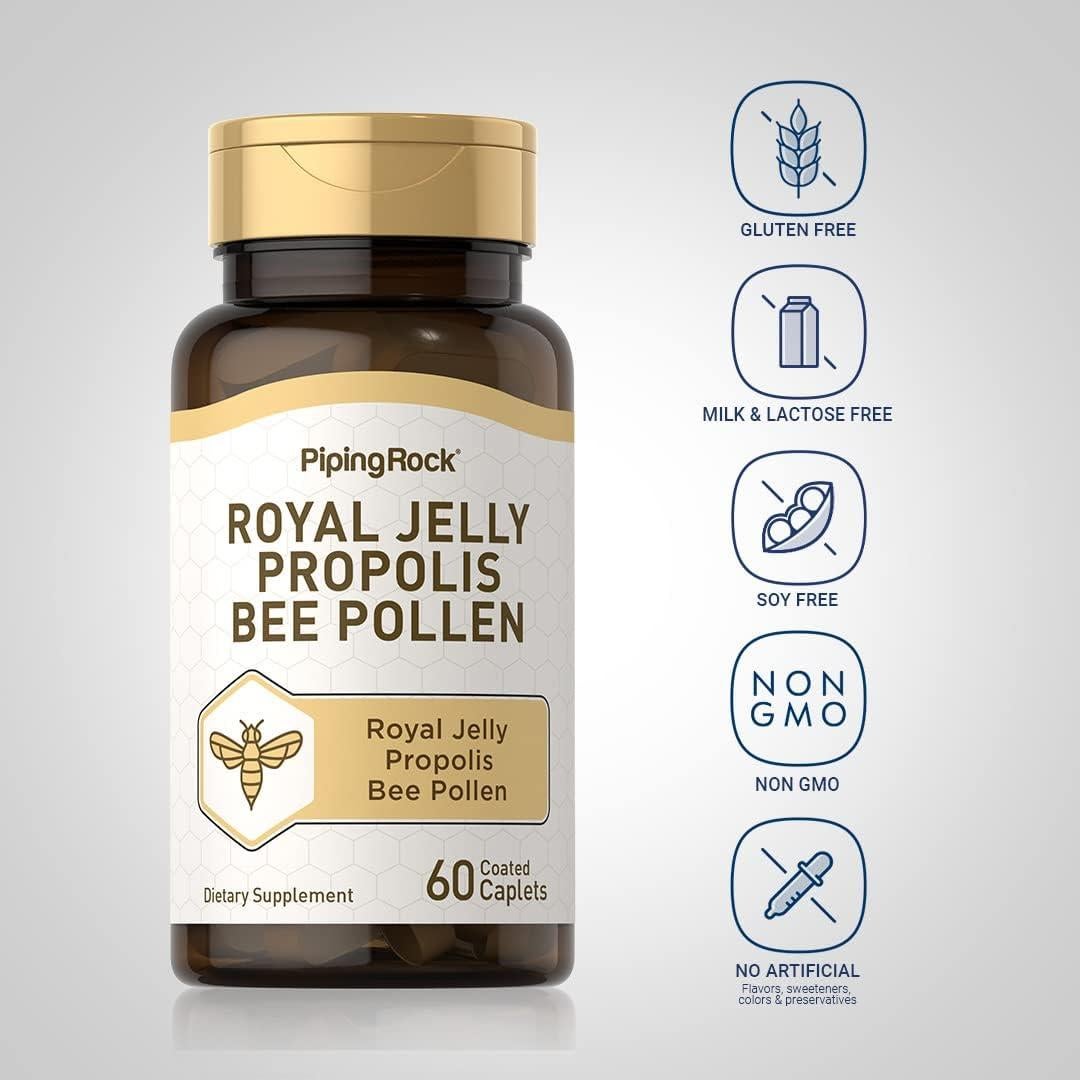 Jalea Real Propolis y Polen de Abeja Piping Rock 60 Tabletas