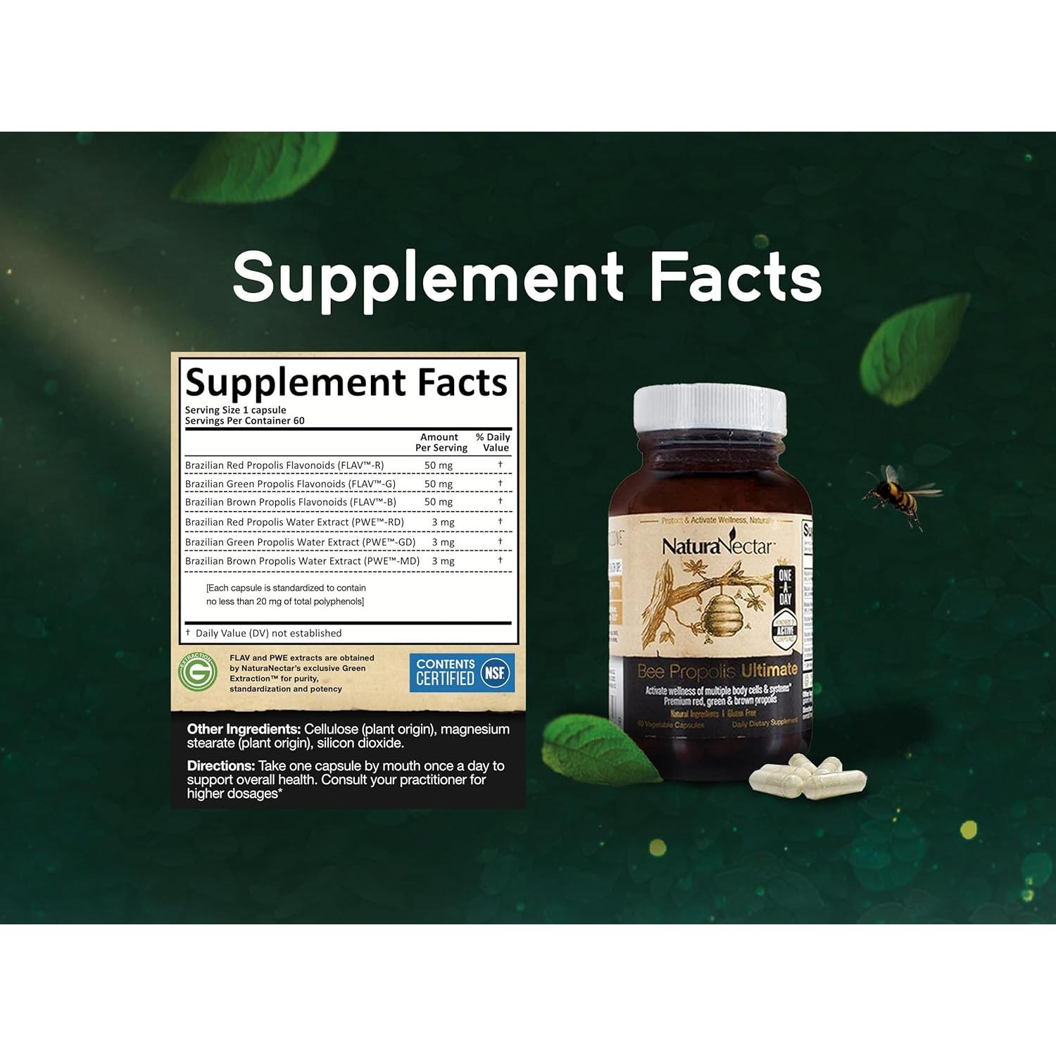 Cápsulas de Propóleos de Abeja NaturaNectar 60 pcs - Sin Gluten