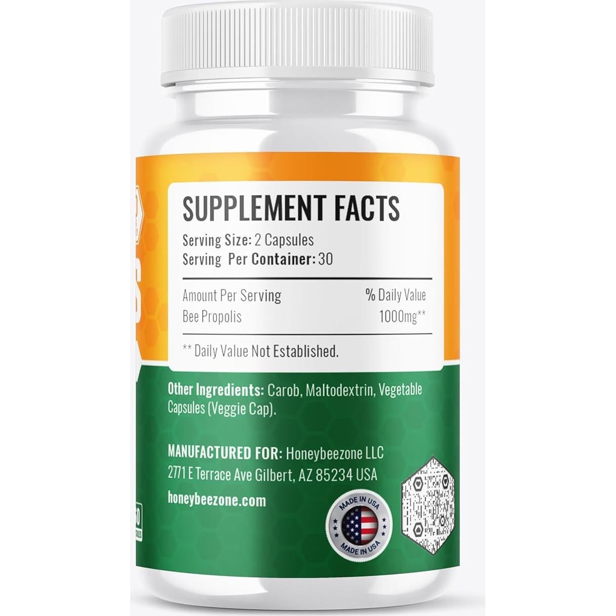 Cápsulas de Propóleos de Abeja Honeybeezone 60 Veganas 500mg