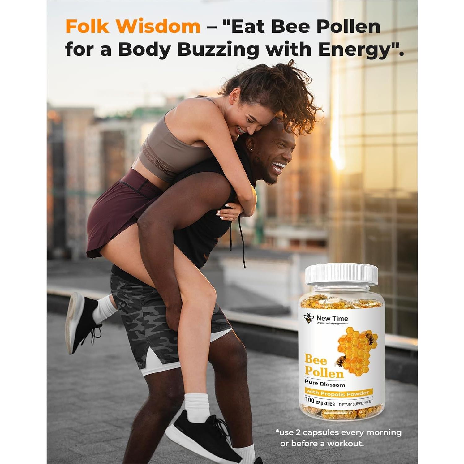 Polen de Abeja Orgánico New Time - 100 Cápsulas Vegetarianas