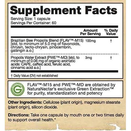Cápsulas de Propóleos de Abeja NaturaNectar 60 pcs - Sin Gluten