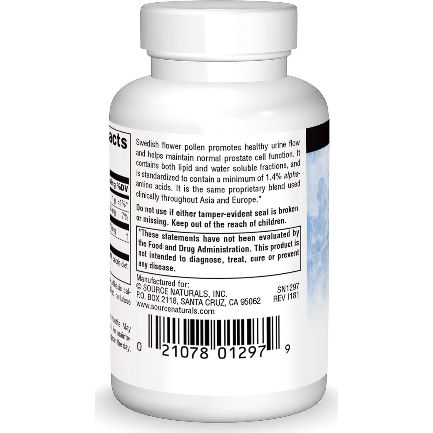 Source Naturals Polen de Flor Sueca 90 Tabletas - Salud Prostática