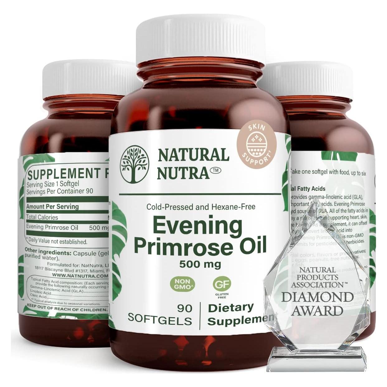 Suplemento Aceite de Onagra Natural Nutra 500 mg 90 Cápsulas