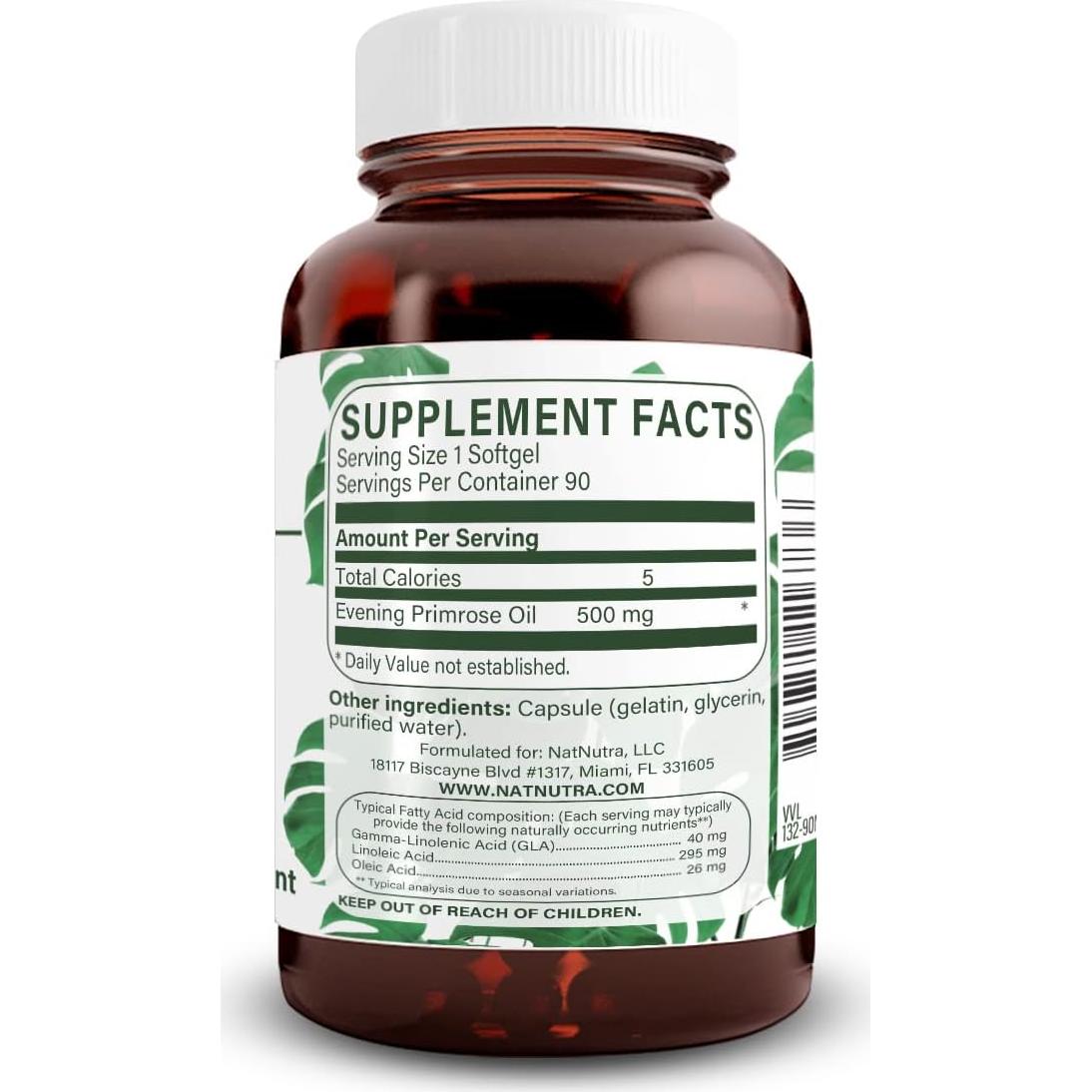 Suplemento Aceite de Onagra Natural Nutra 500 mg 90 Cápsulas