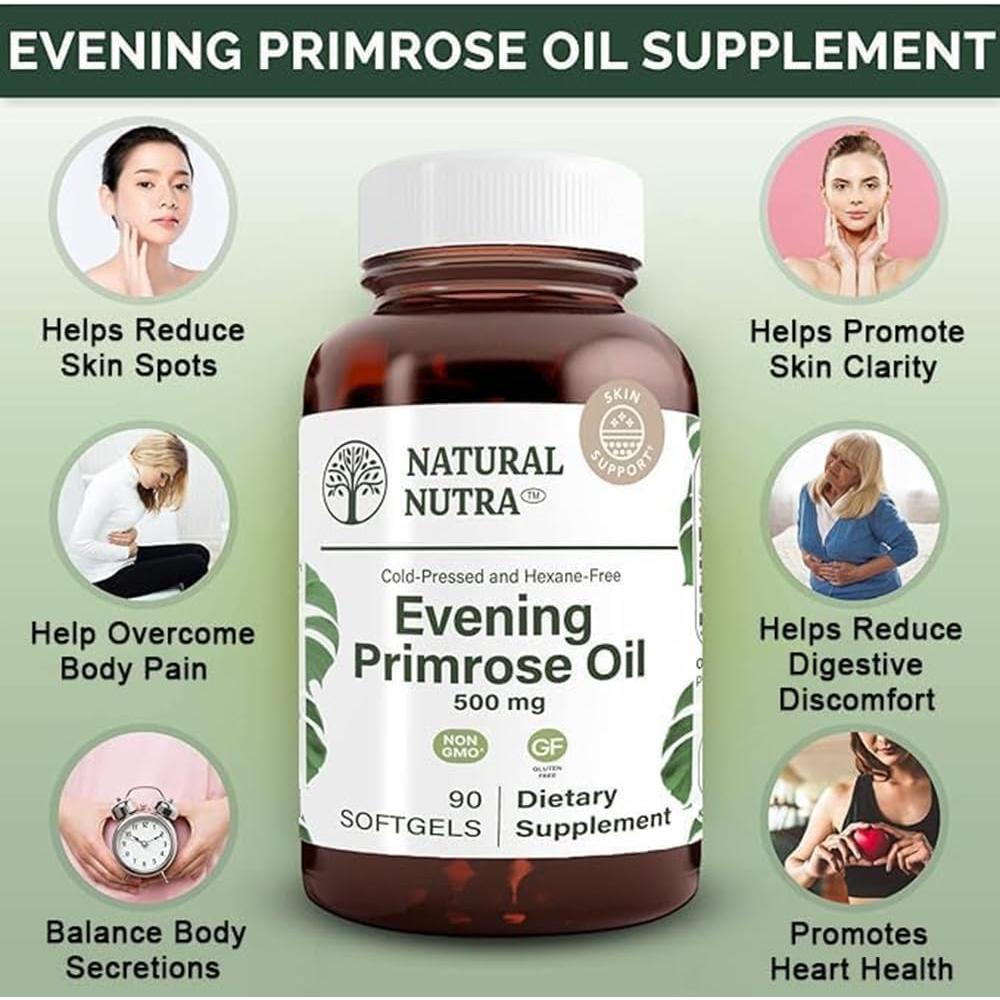 Suplemento Aceite de Onagra Natural Nutra 500 mg 90 Cápsulas