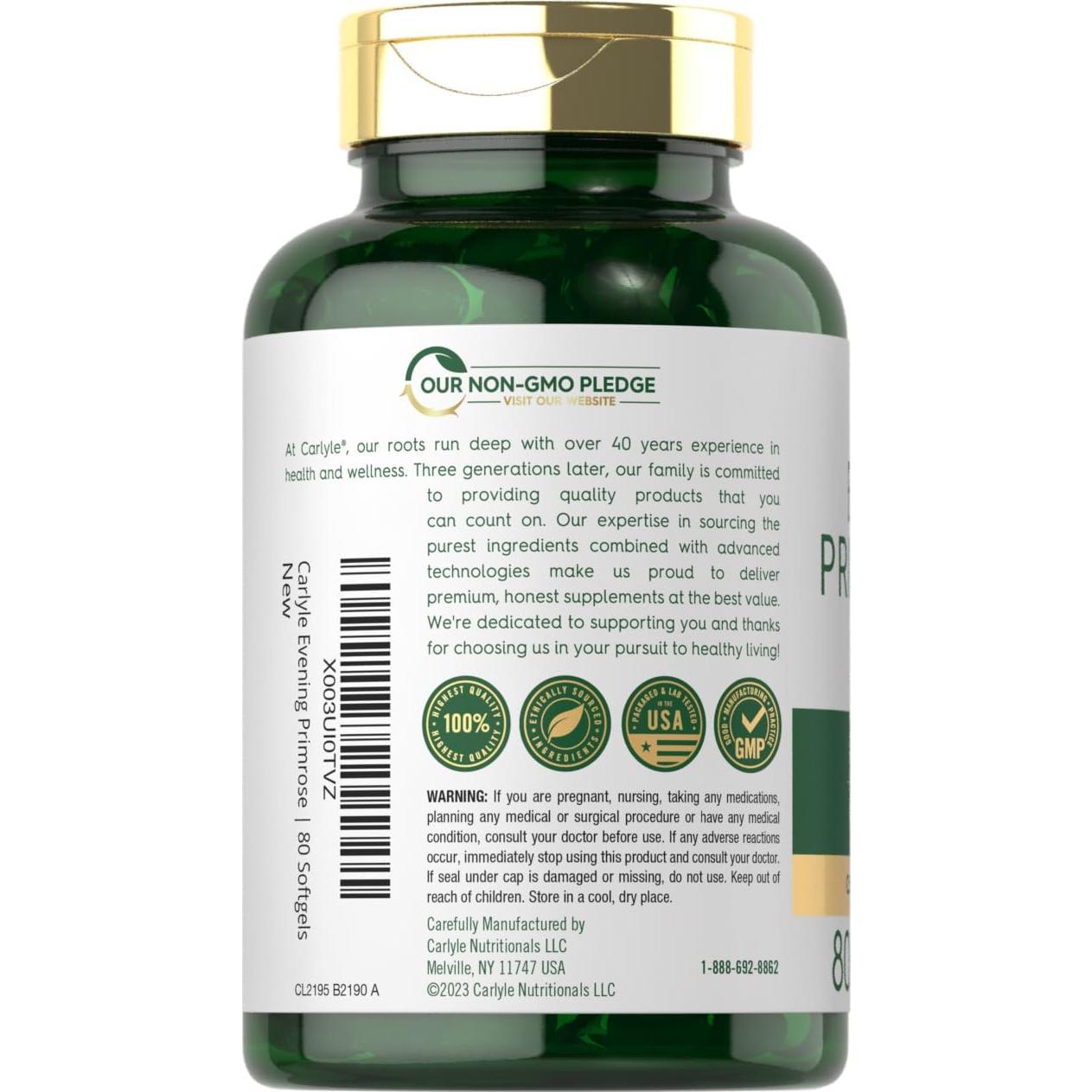 Cápsulas de Aceite de Onagra Carlyle 1000mg 80 Gelatinas Blandas