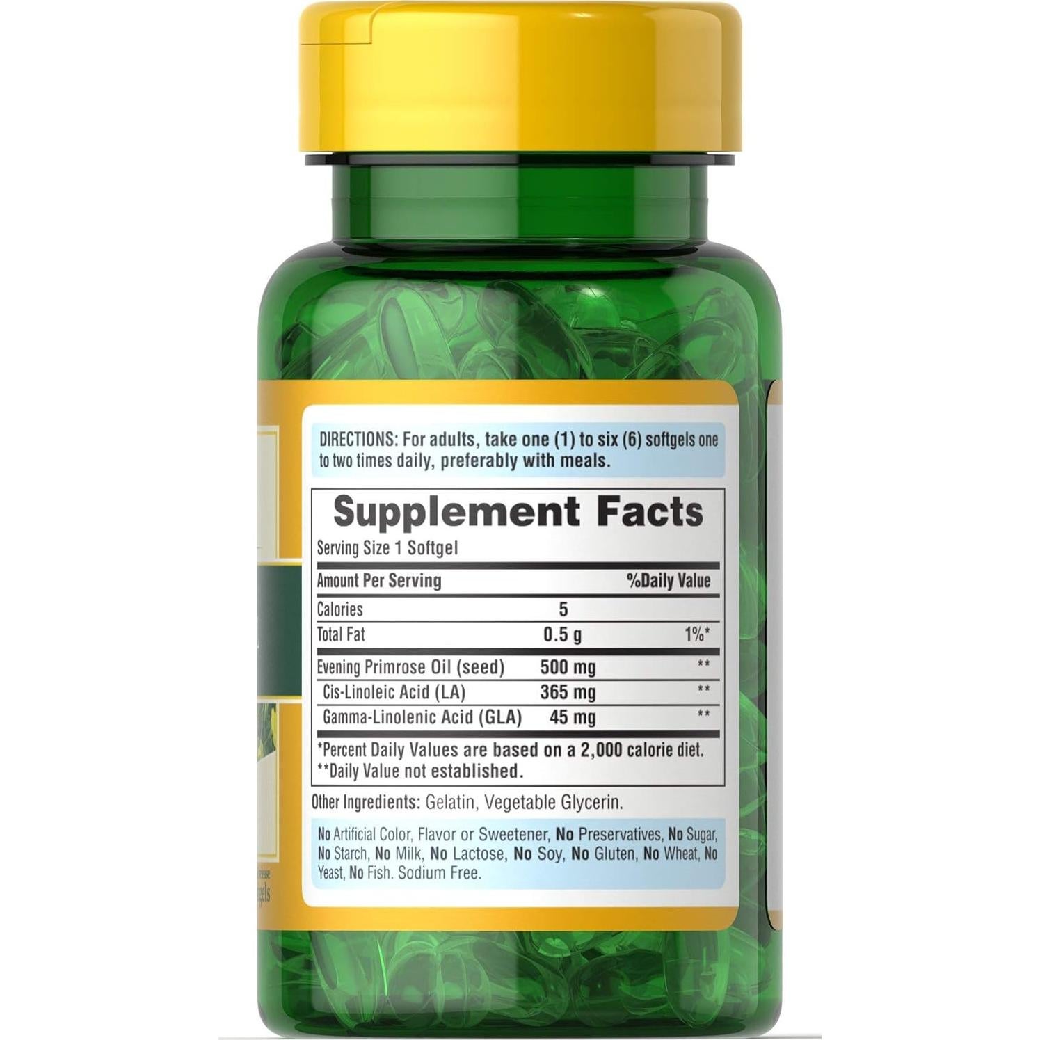 Aceite de Onagra Puritan's Pride 500 mg 100 Cápsulas Blandas