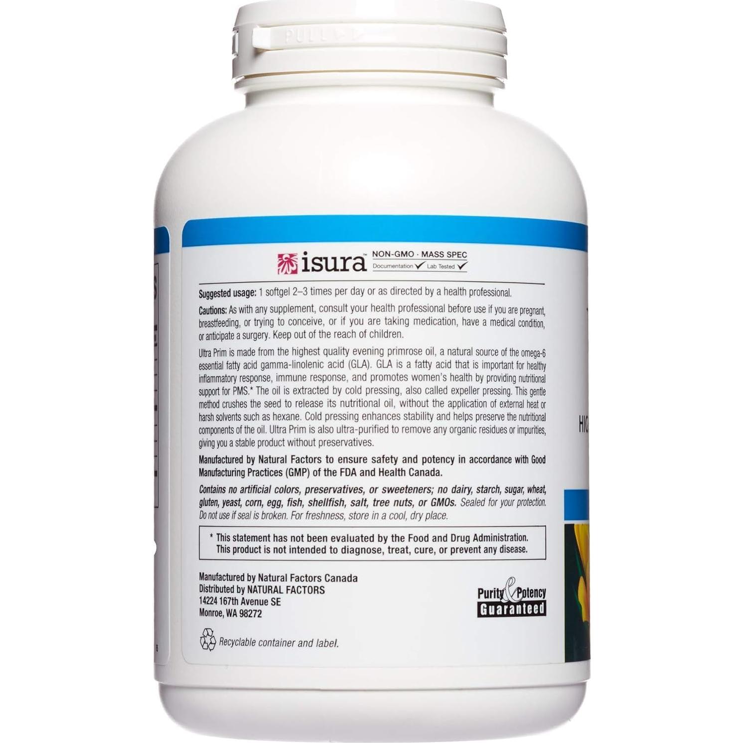 Omega Factors Natural Factors Aceite de Onagra 1000mg 240 Perlas