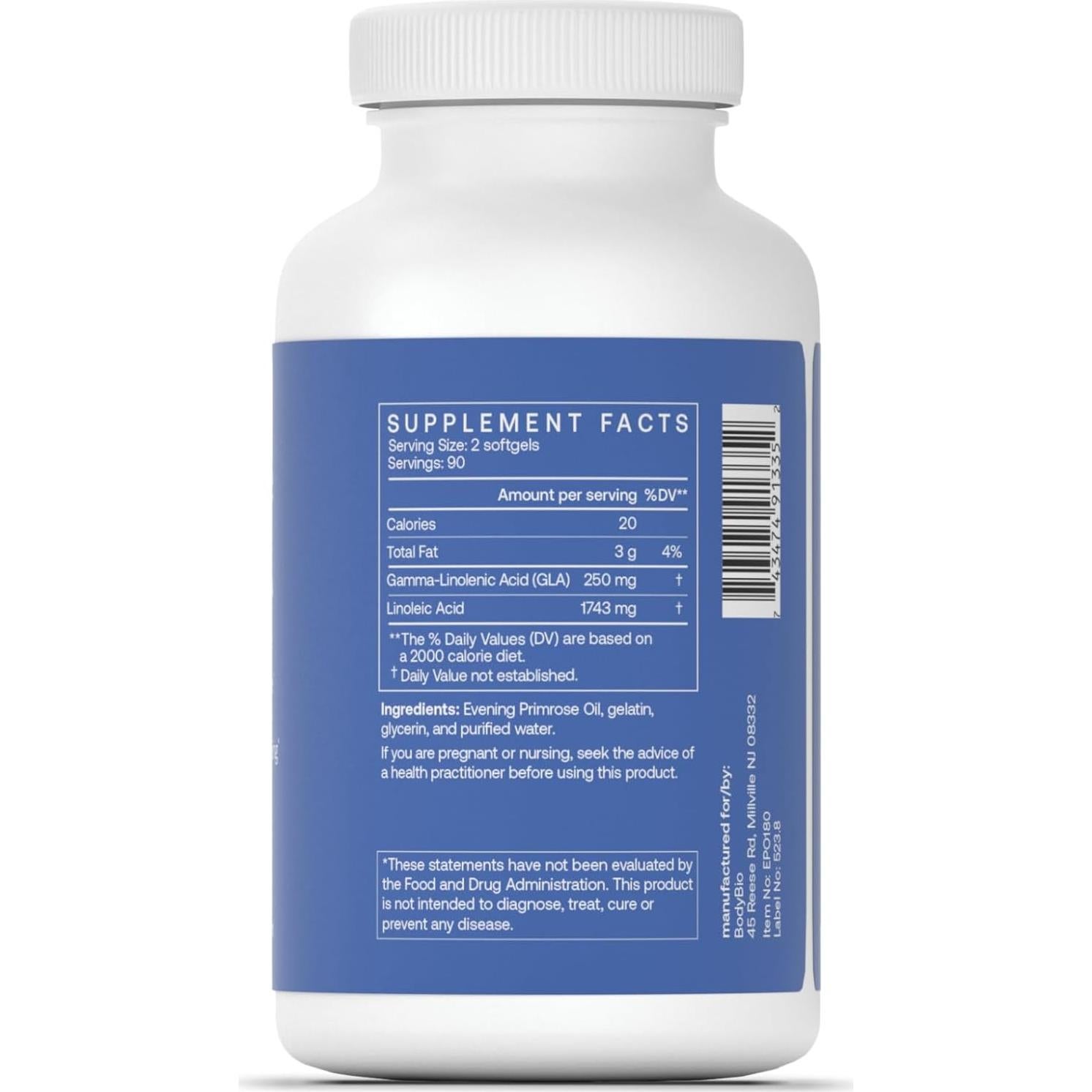 Aceite de Onagra BodyBio 180 Cápsulas 1300 mg - Salud Piel