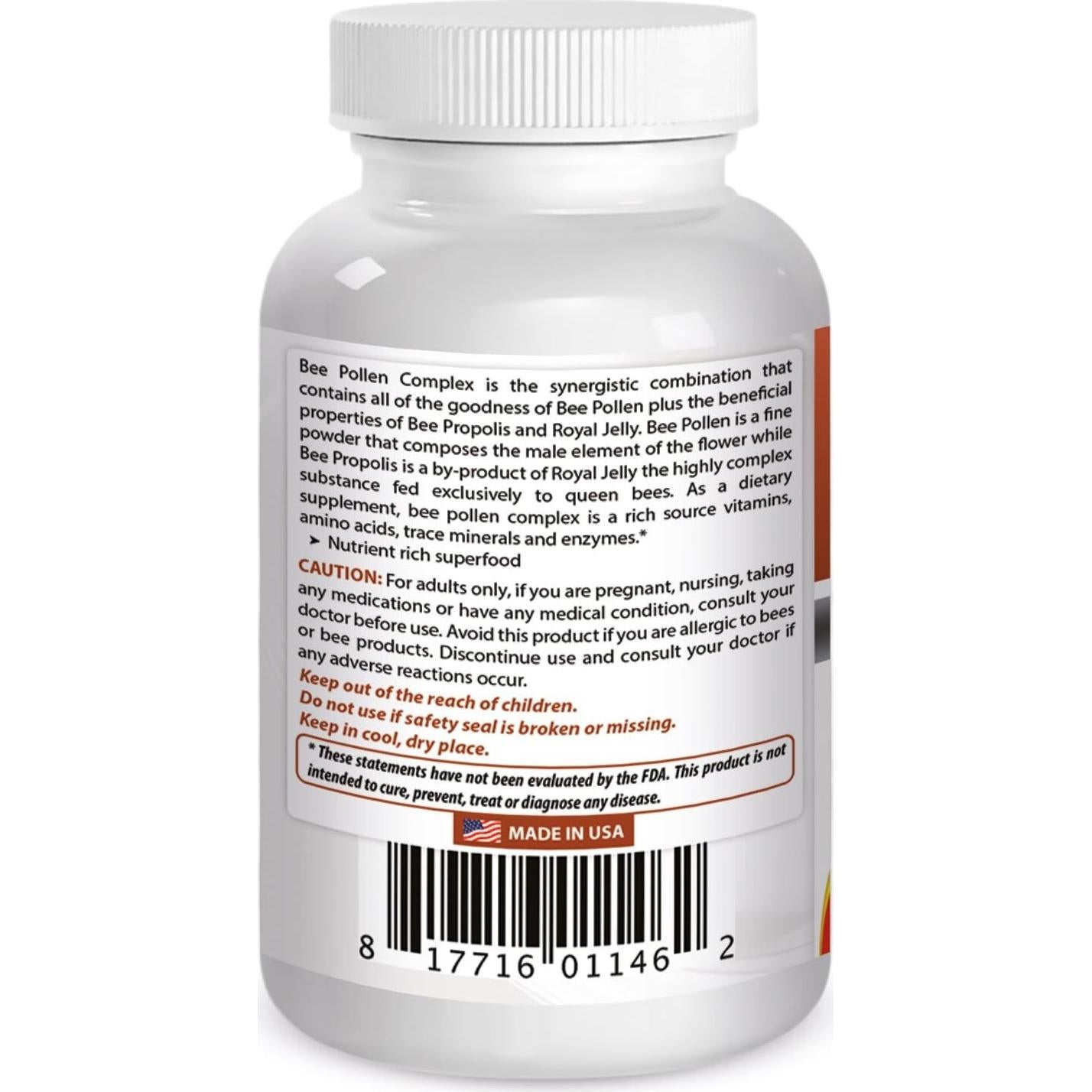 Complejo de Polen de Abeja 1000 mg Mejor Naturales 120 Tabletas