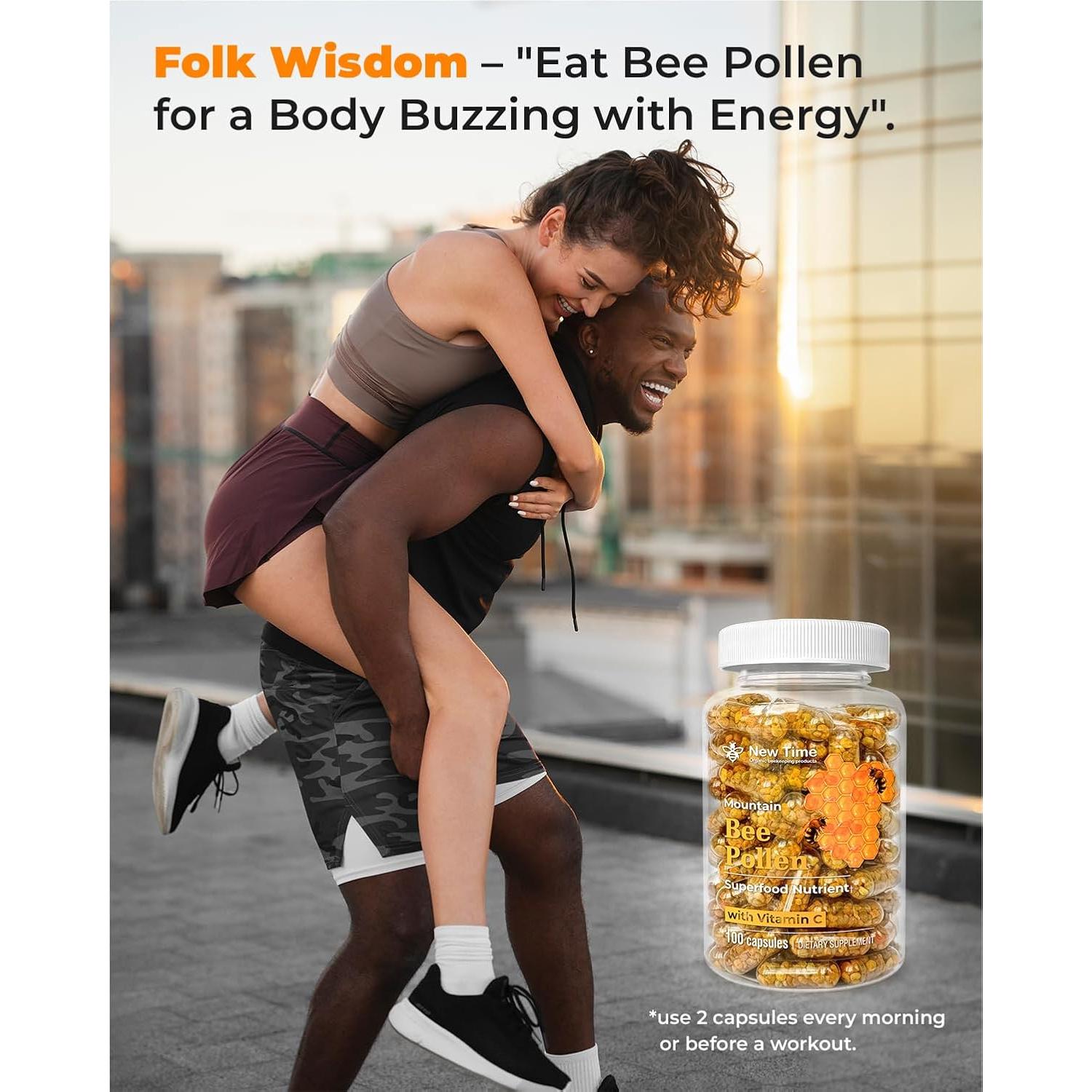 Cápsulas de Polen de Abeja Orgánico New Time - 100% Puro, 100 Unidades