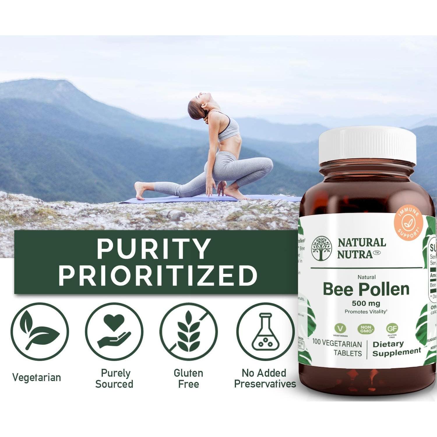 Suplemento de Polen de Abeja Natural Nutra 500 mg - 100 Tabletas