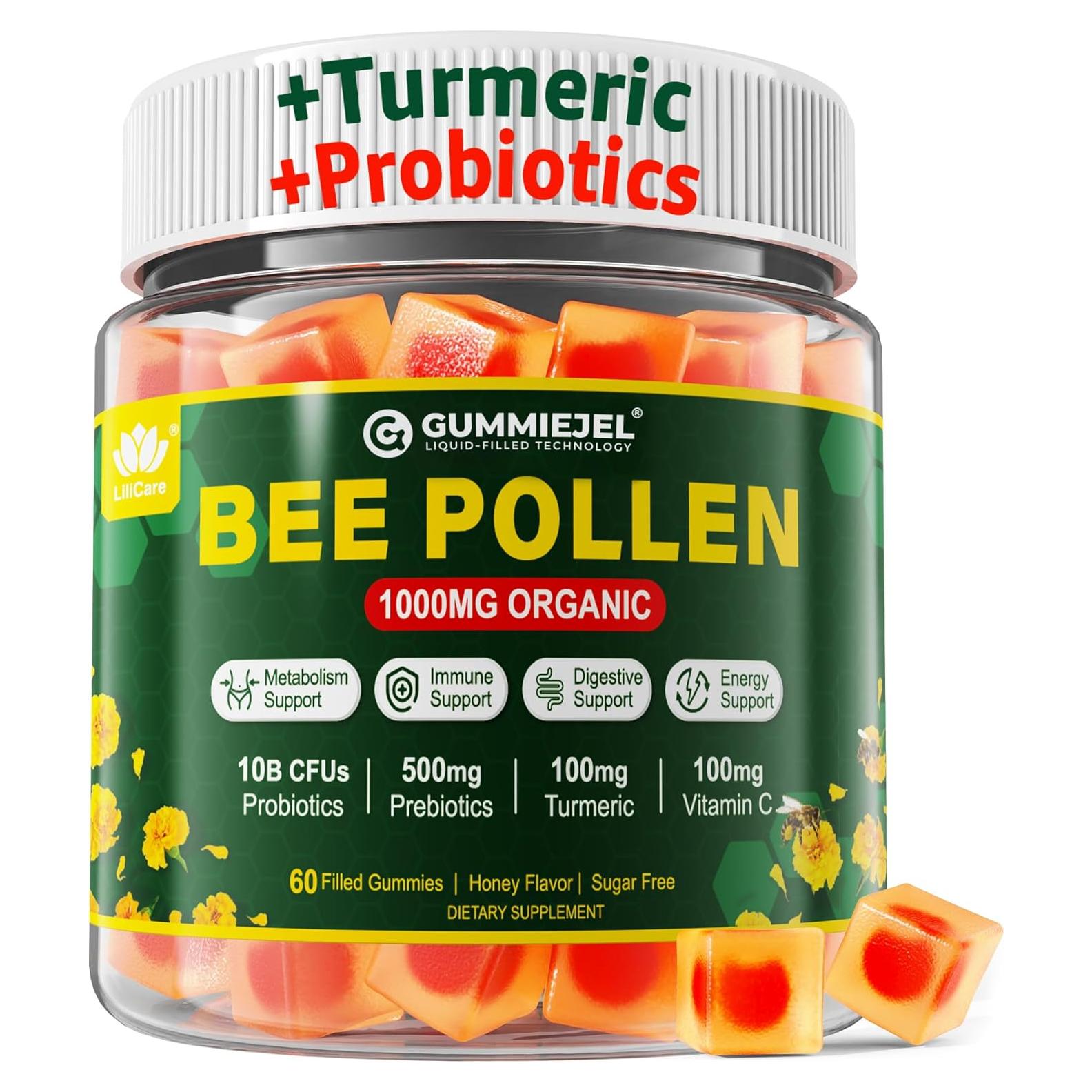 Polen de Abeja Orgánico 1000mg con Probioticos y Cúrcuma